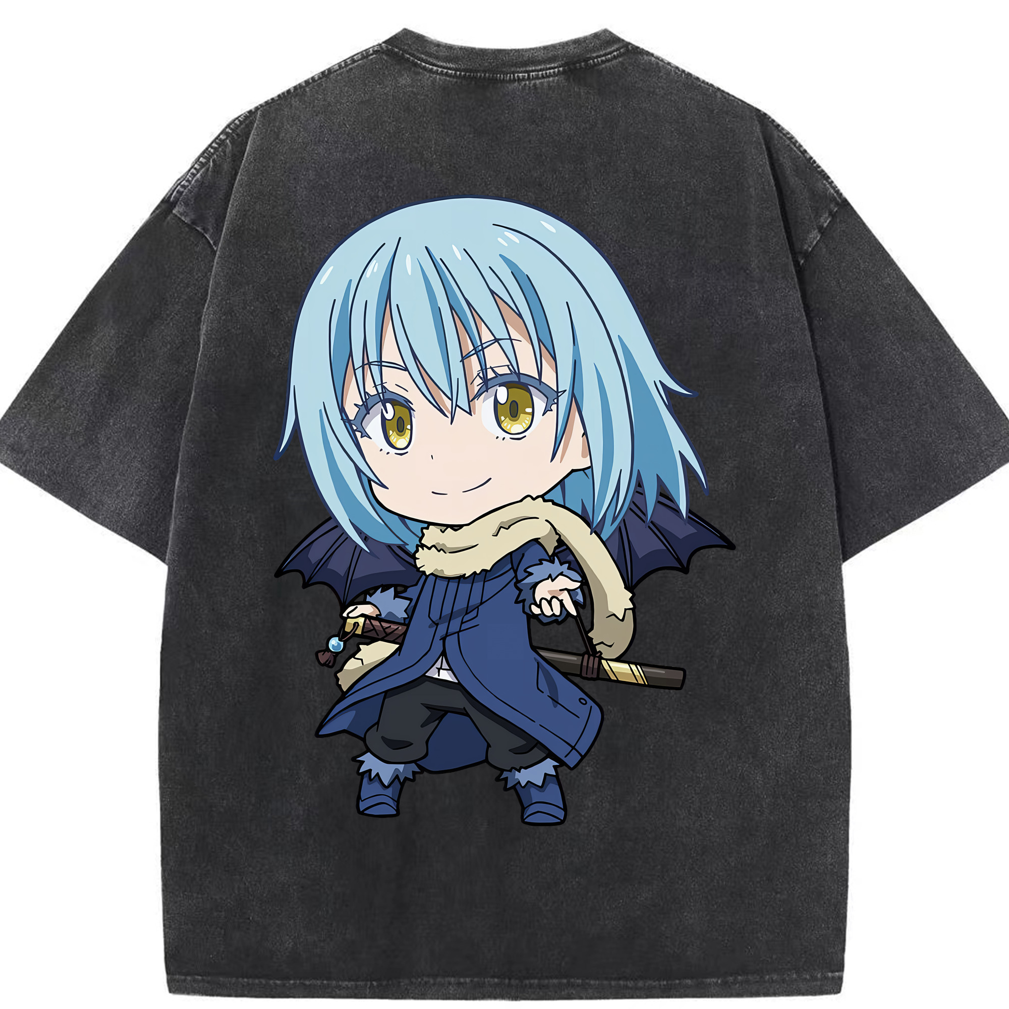 （画像用） 転スラ Regarding Reincarnated to Slime 綿100% ヴィンテージ風 半袖Tシャツ（背面プリント）