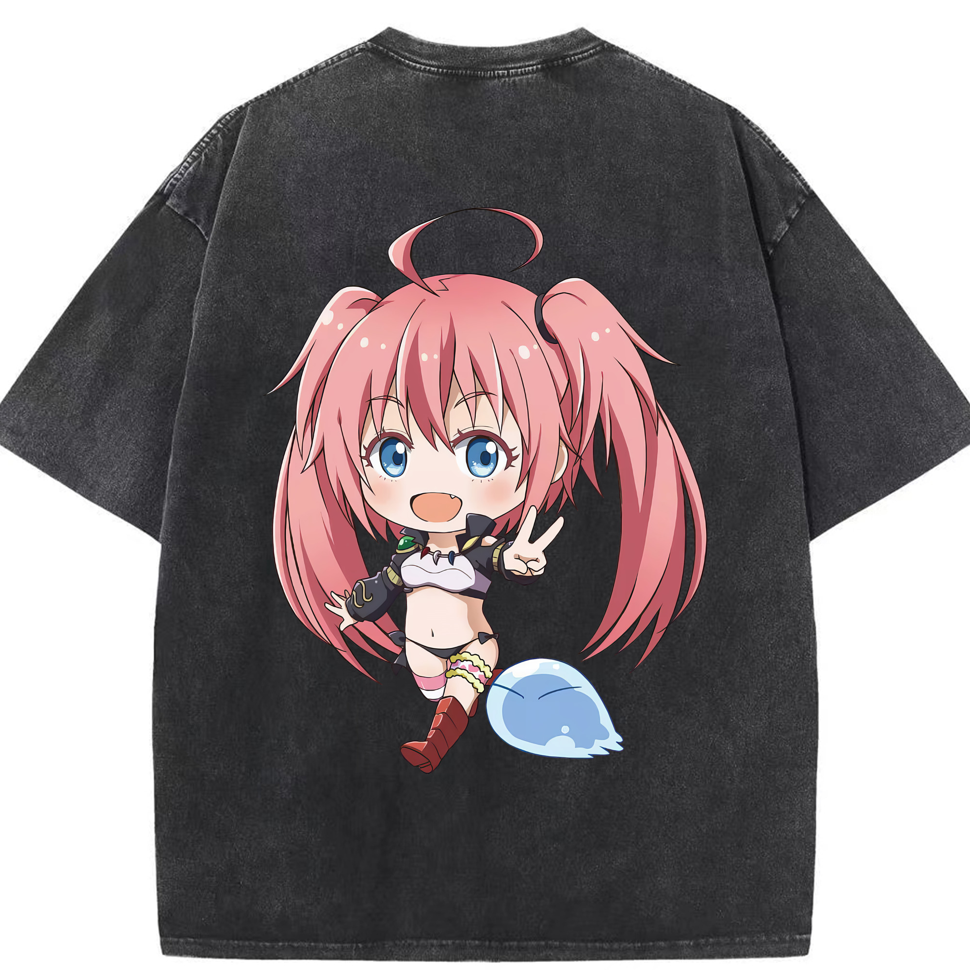 （画像用） 転スラ Regarding Reincarnated to Slime 綿100% ヴィンテージ風 半袖Tシャツ（背面プリント）