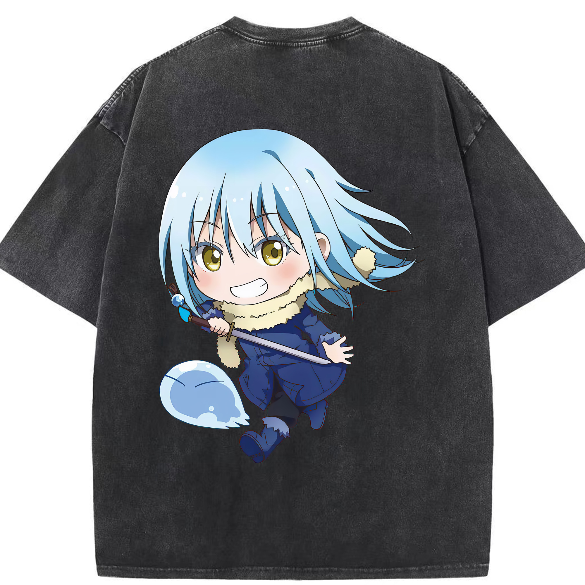 （画像用） 転スラ Regarding Reincarnated to Slime 綿100% ヴィンテージ風 半袖Tシャツ（背面プリント）