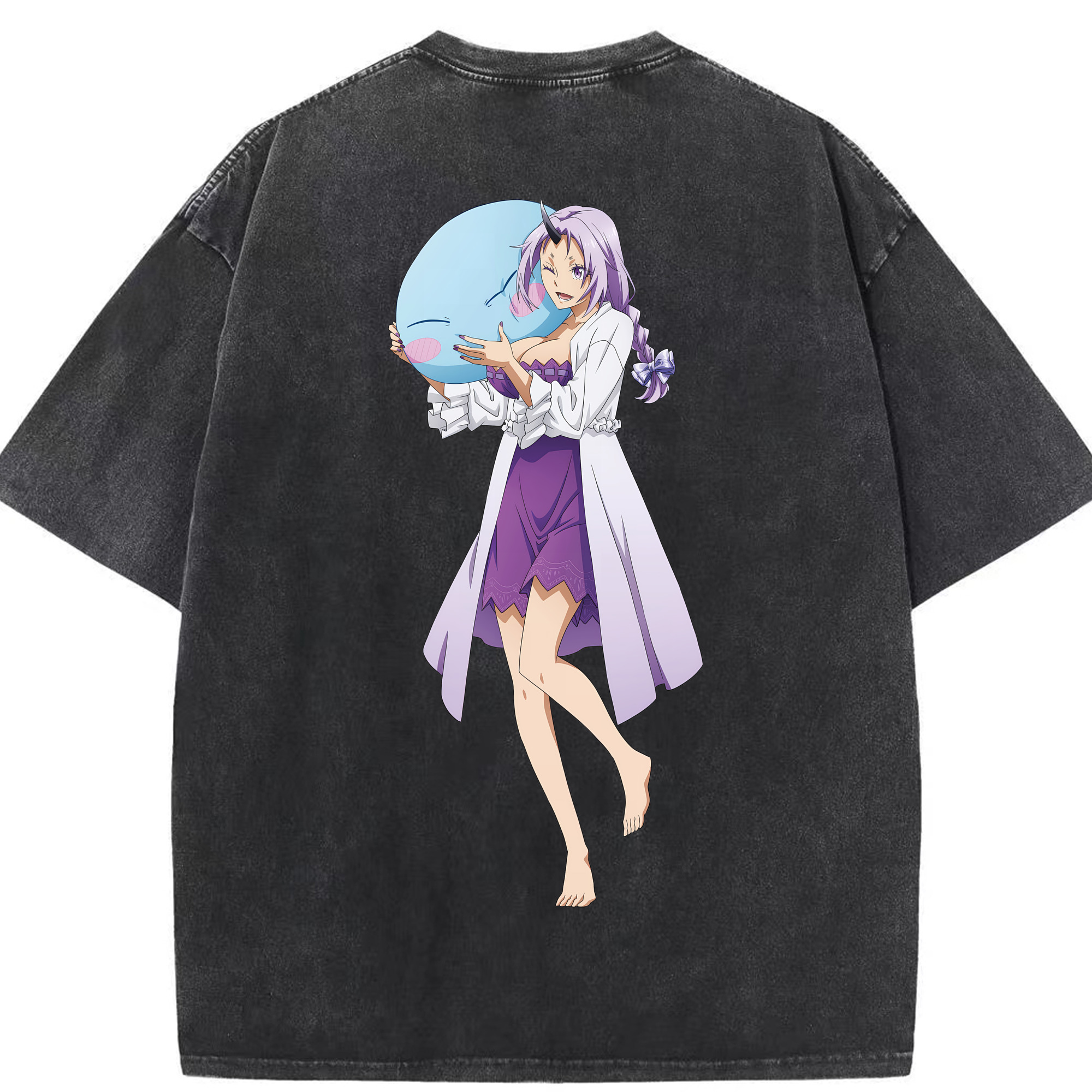 （画像用） 転スラ Regarding Reincarnated to Slime 綿100% ヴィンテージ風 半袖Tシャツ（背面プリント）
