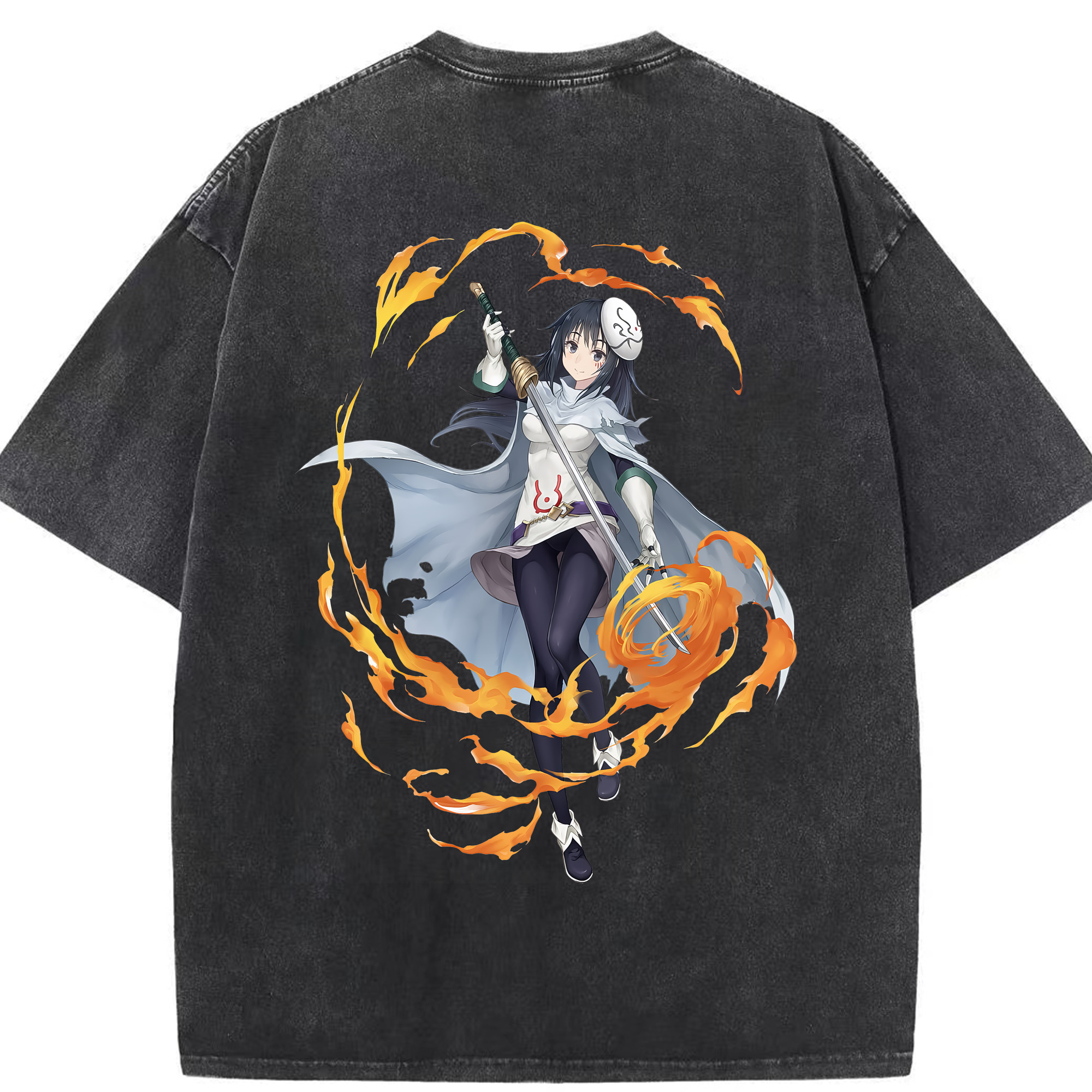 （画像用） 転スラ Regarding Reincarnated to Slime 綿100% ヴィンテージ風 半袖Tシャツ（背面プリント）