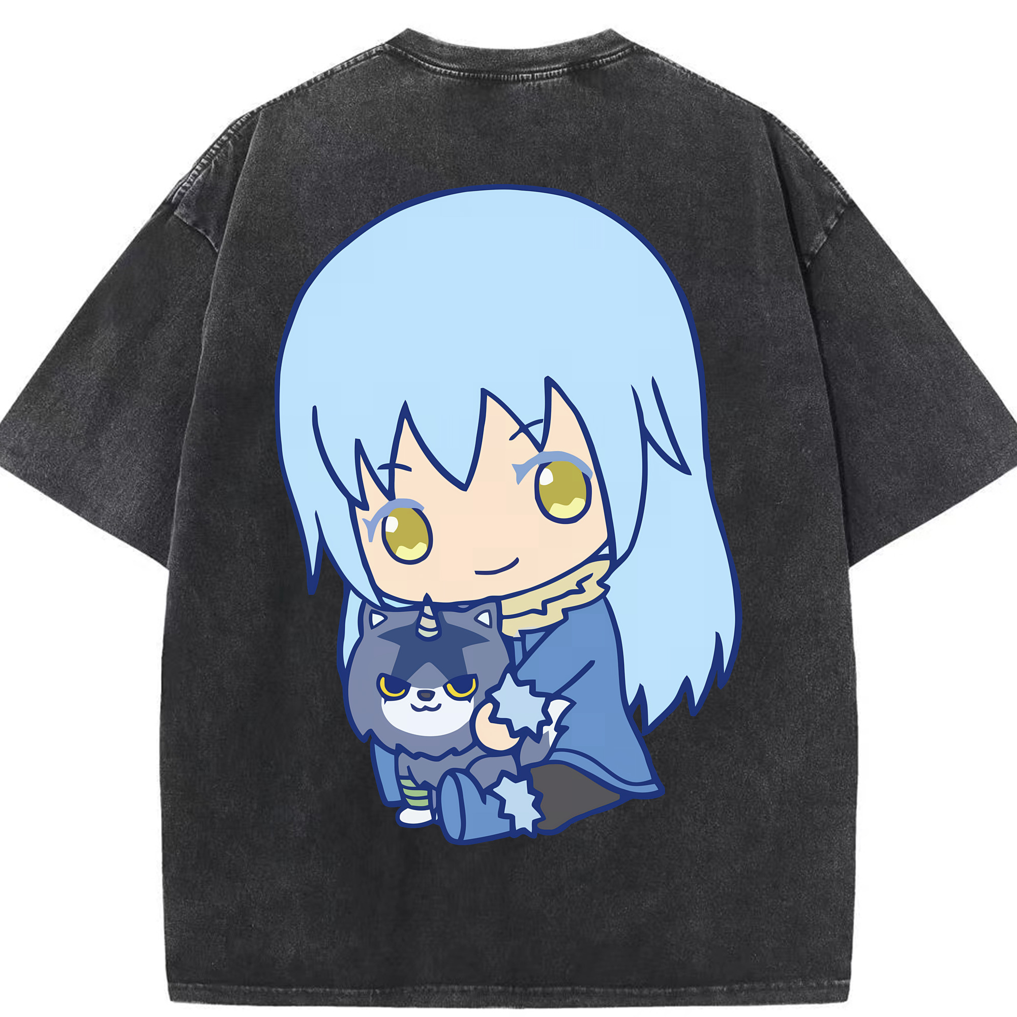 （画像用） 転スラ Regarding Reincarnated to Slime 綿100% ヴィンテージ風 半袖Tシャツ（背面プリント）