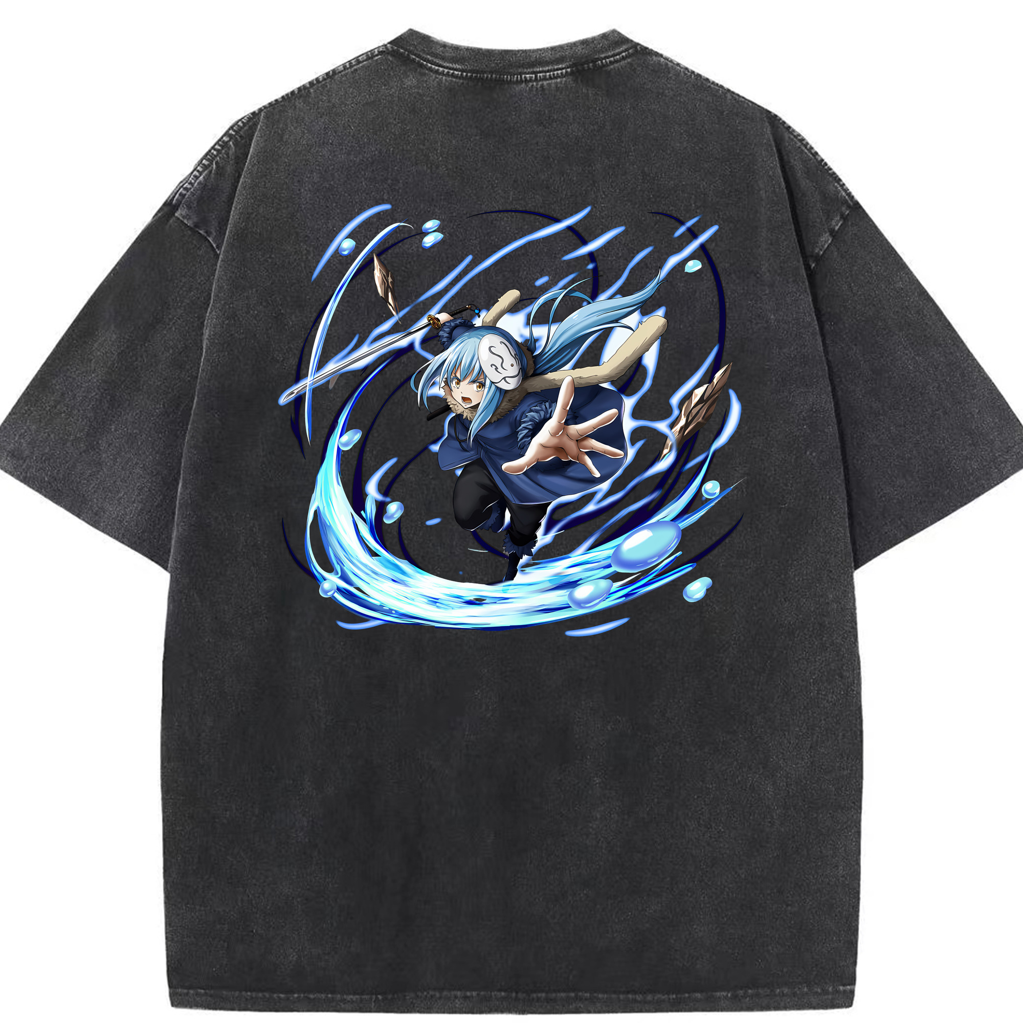 （画像用） 転スラ Regarding Reincarnated to Slime 綿100% ヴィンテージ風 半袖Tシャツ（背面プリント）