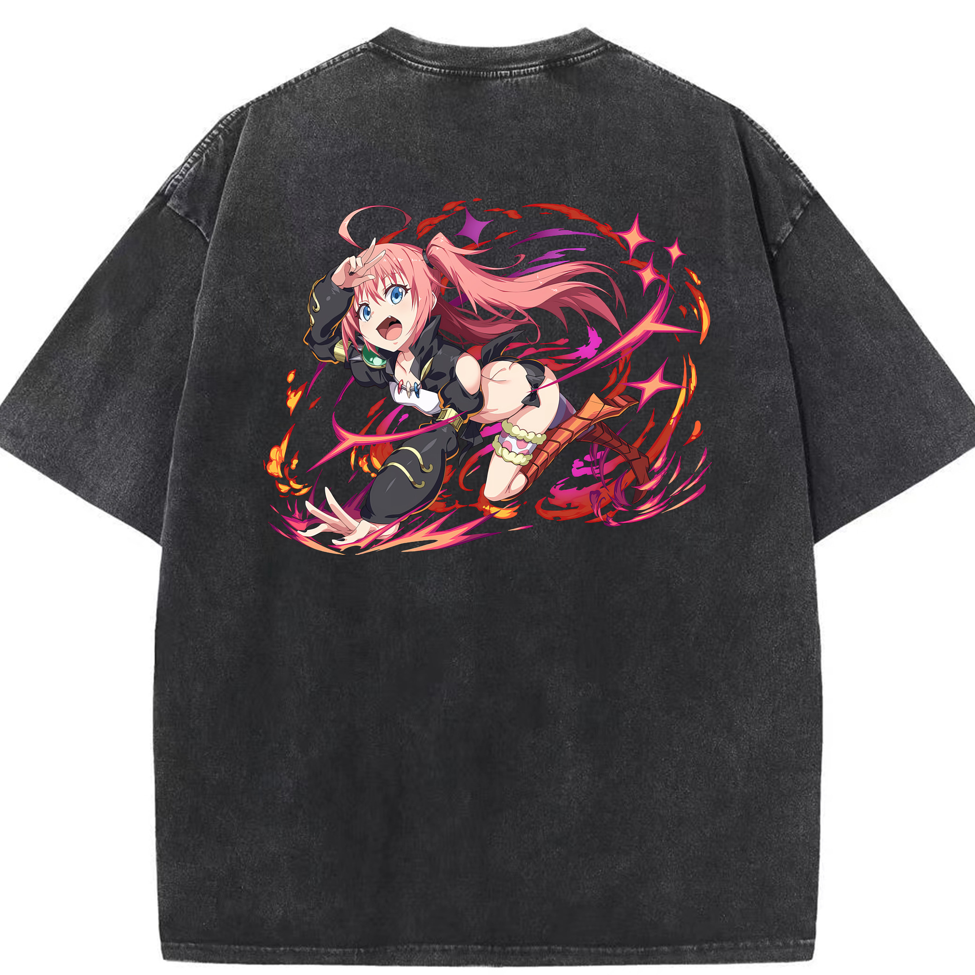（画像用） 転スラ Regarding Reincarnated to Slime 綿100% ヴィンテージ風 半袖Tシャツ（背面プリント）
