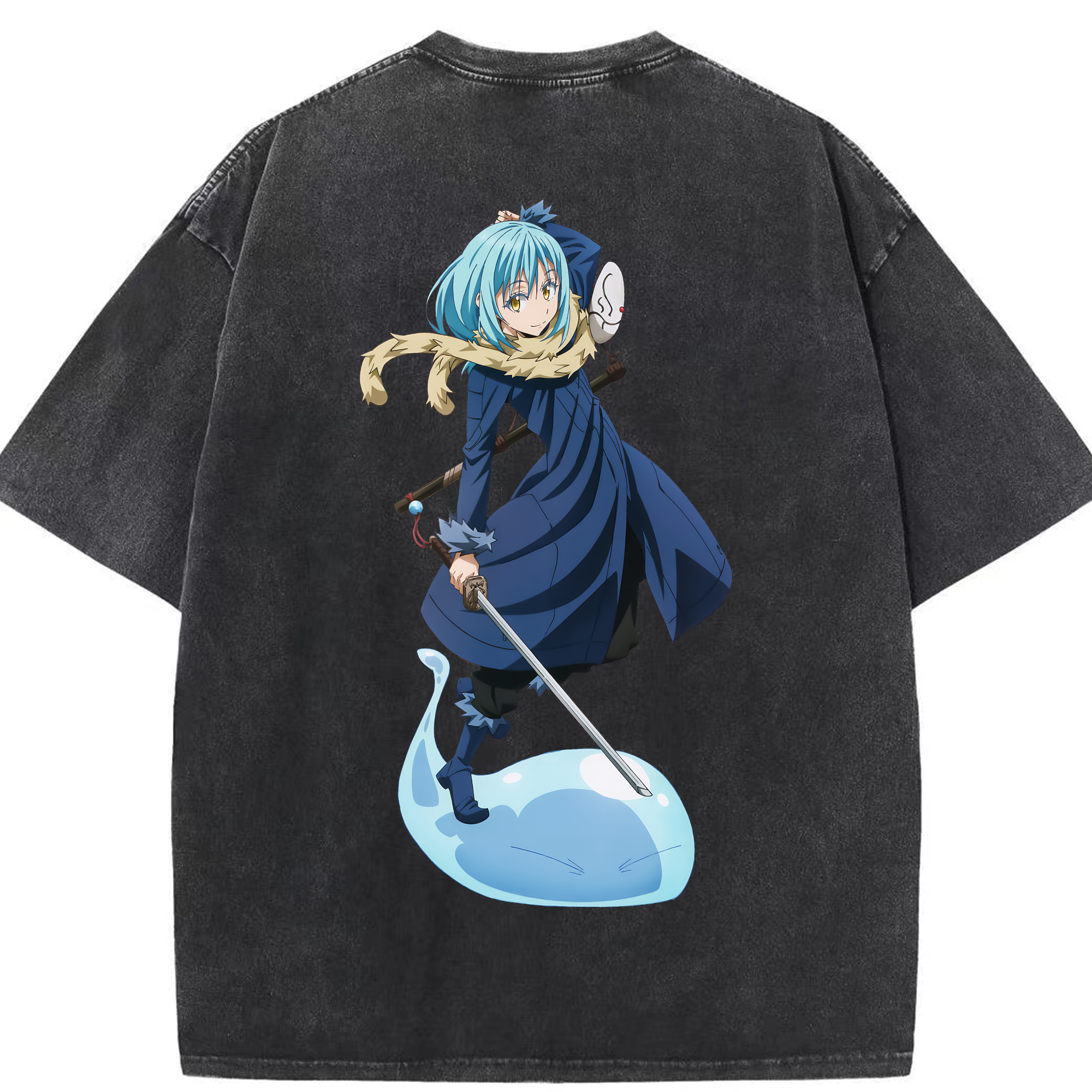 （画像用） 転スラ Regarding Reincarnated to Slime 綿100% ヴィンテージ風 半袖Tシャツ（背面プリント）
