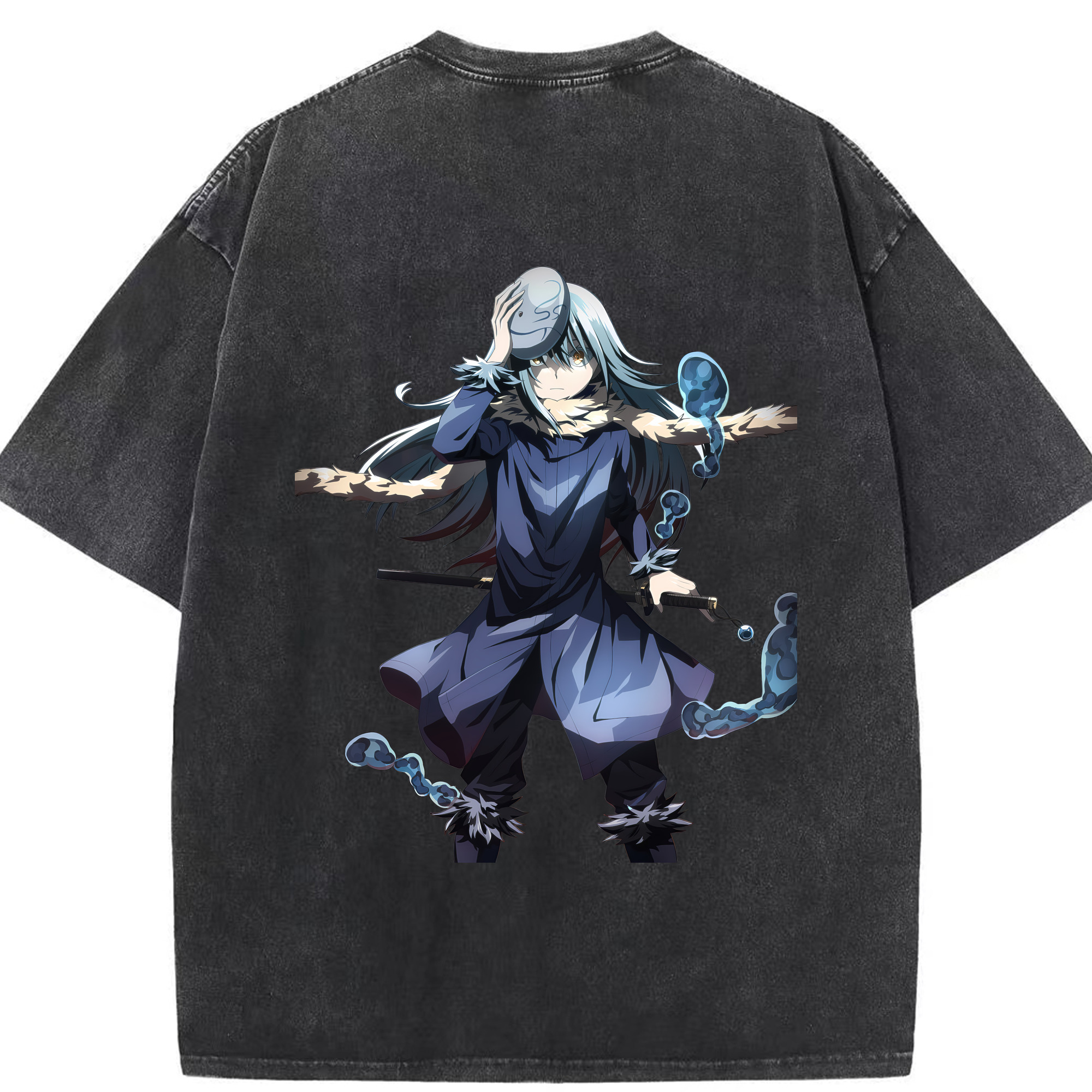 （画像用） 転スラ Regarding Reincarnated to Slime 綿100% ヴィンテージ風 半袖Tシャツ（背面プリント）