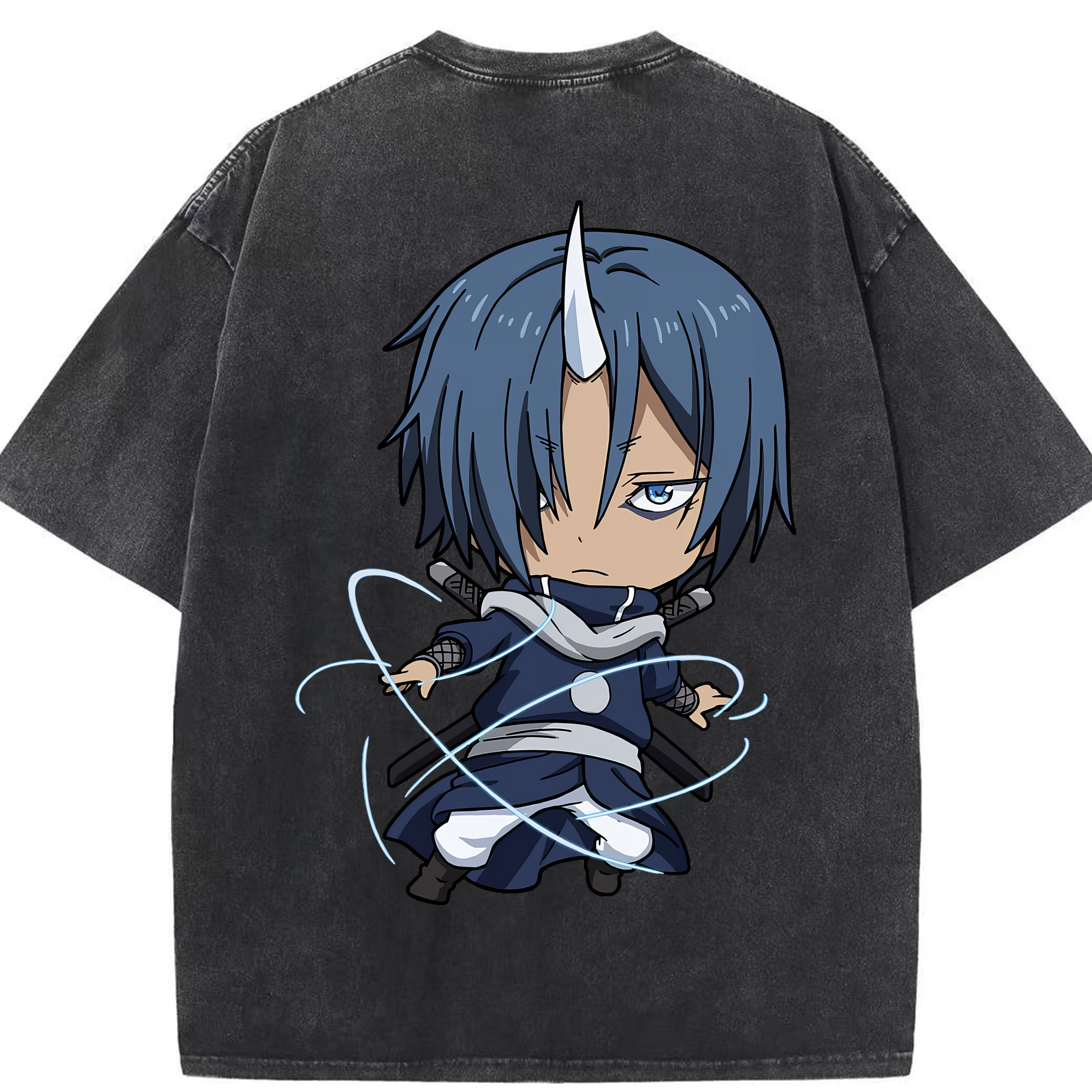 （画像用） 転スラ Regarding Reincarnated to Slime 綿100% ヴィンテージ風 半袖Tシャツ（背面プリント）