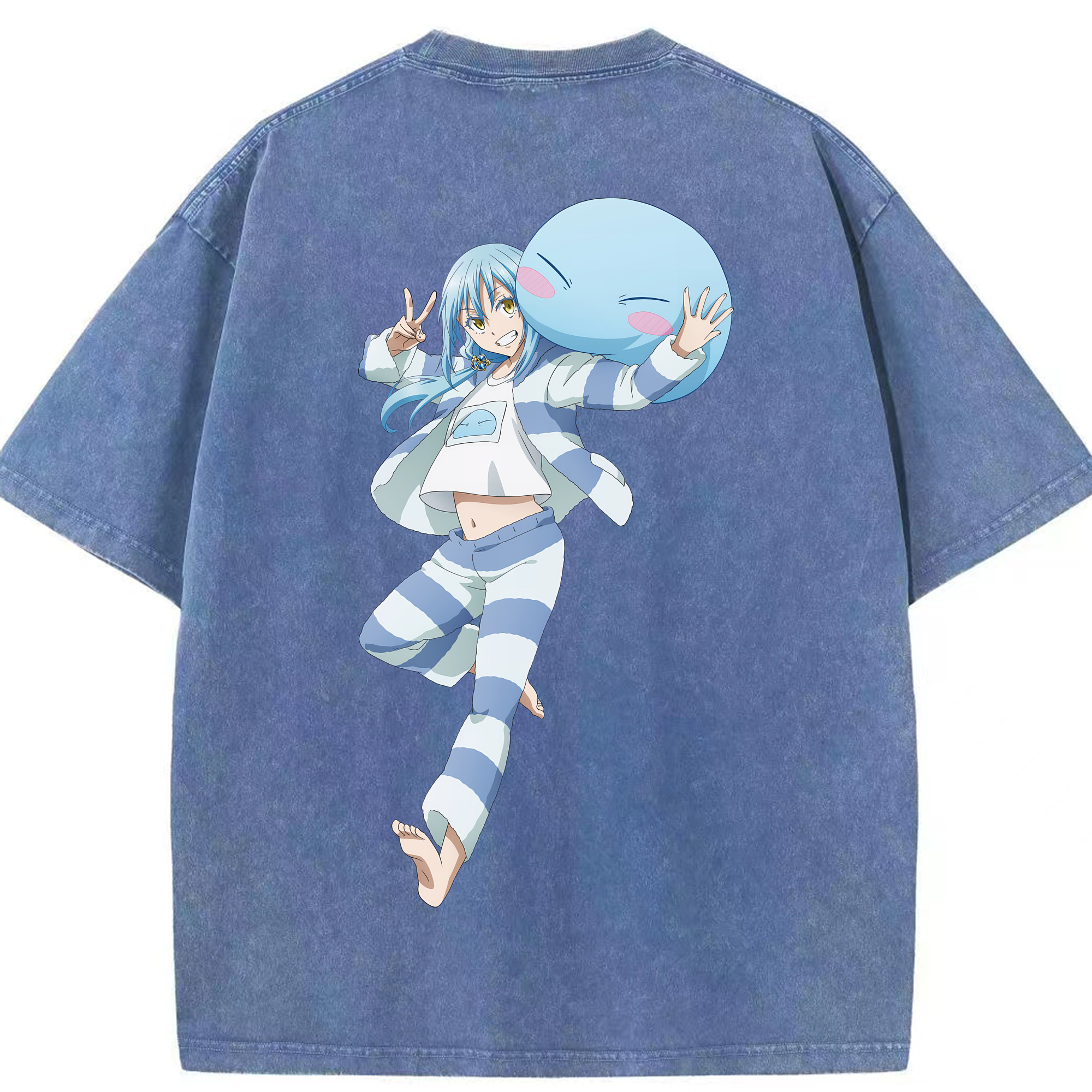 （画像用） 転スラ Regarding Reincarnated to Slime 綿100% ヴィンテージ風 半袖Tシャツ（背面プリント）