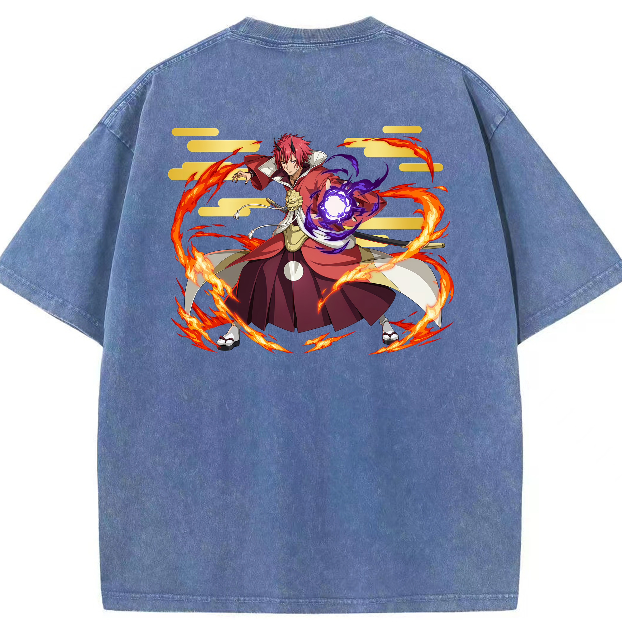 （画像用） 転スラ Regarding Reincarnated to Slime 綿100% ヴィンテージ風 半袖Tシャツ（背面プリント）