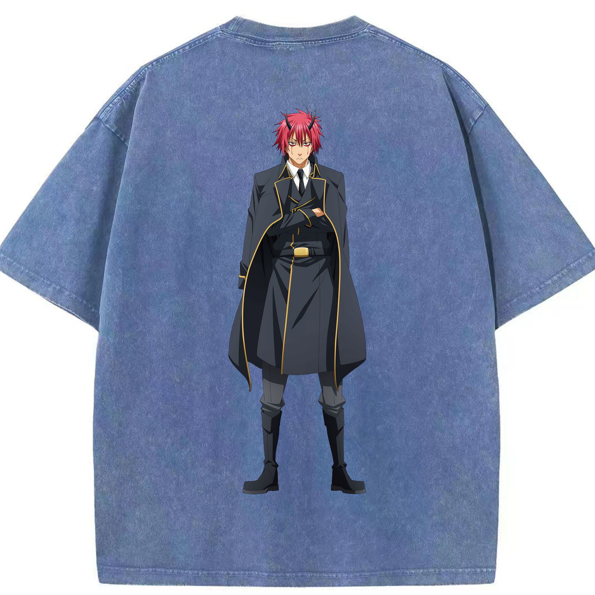 （画像用） 転スラ Regarding Reincarnated to Slime 綿100% ヴィンテージ風 半袖Tシャツ（背面プリント）