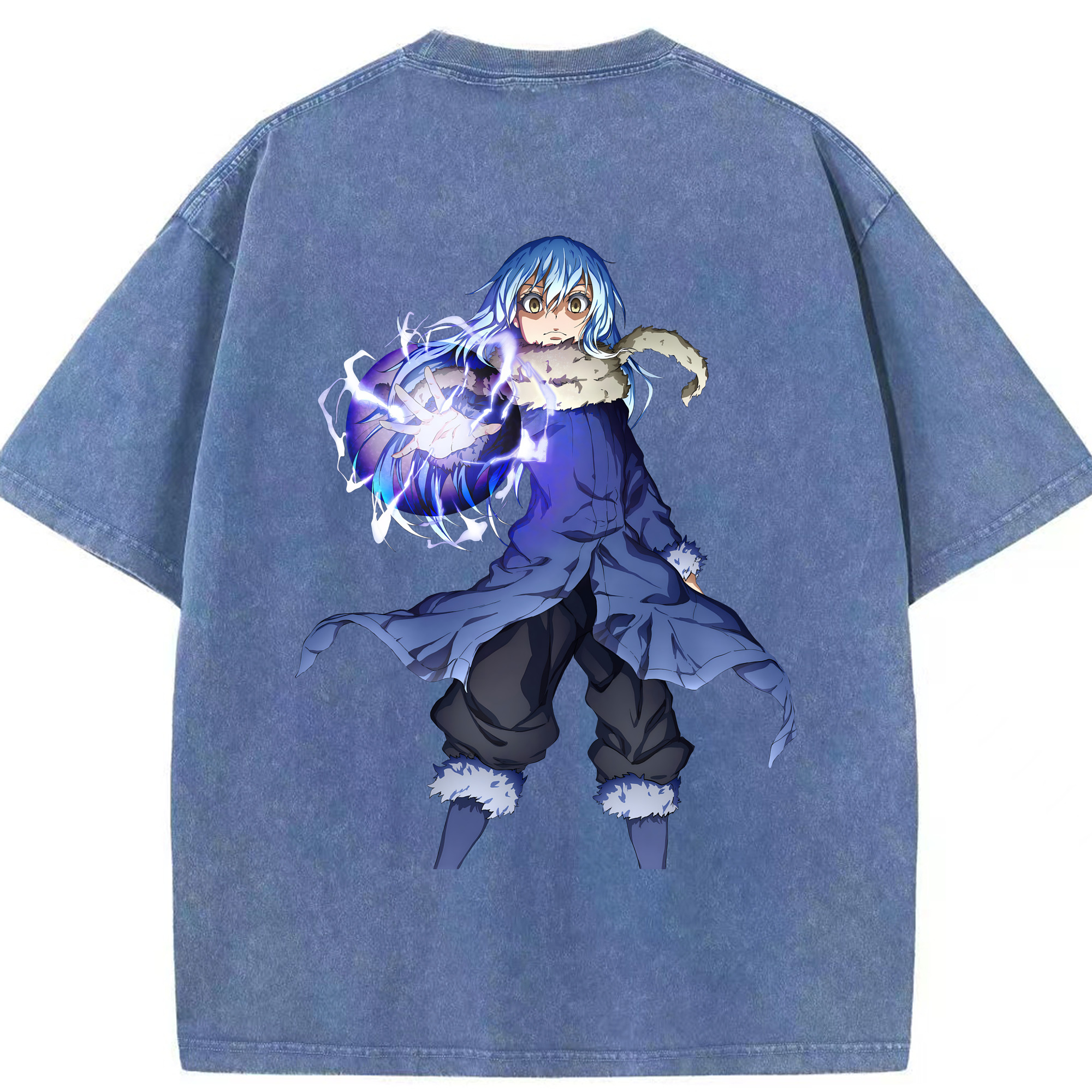 （画像用） 転スラ Regarding Reincarnated to Slime 綿100% ヴィンテージ風 半袖Tシャツ（背面プリント）