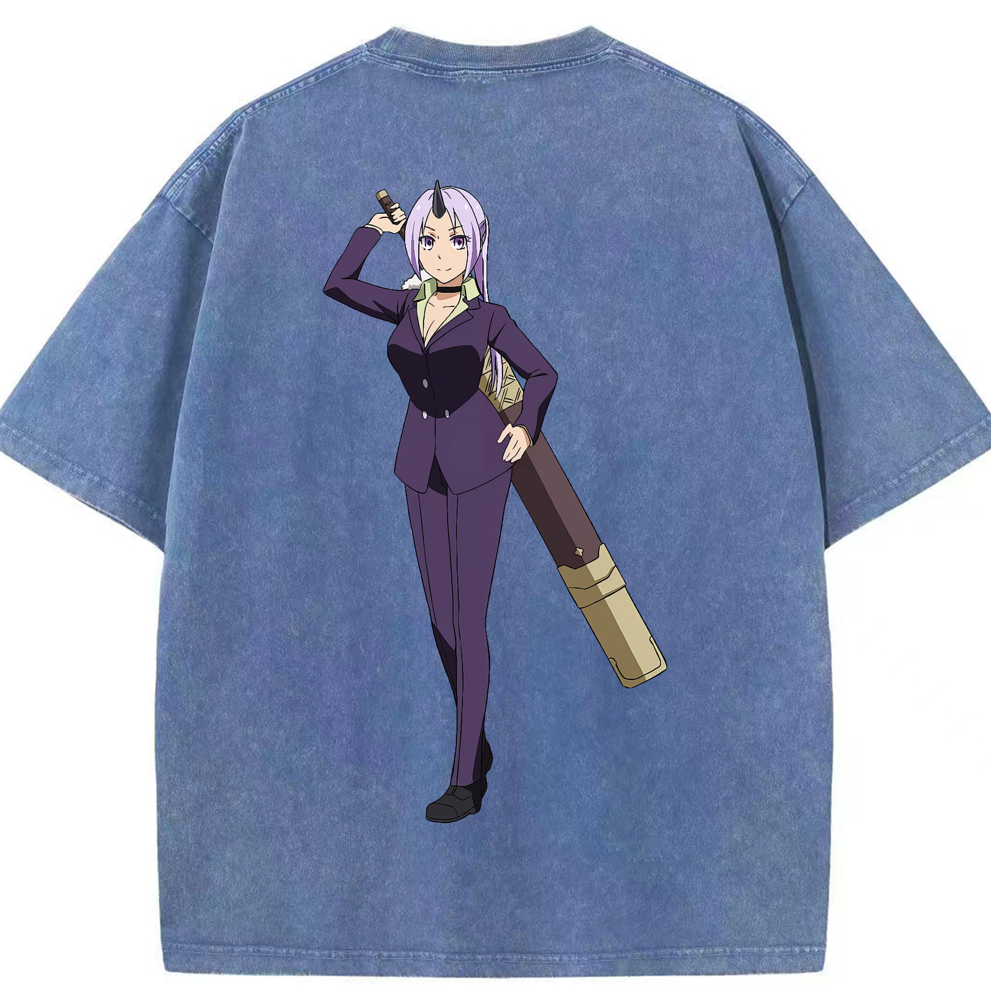 （画像用） 転スラ Regarding Reincarnated to Slime 綿100% ヴィンテージ風 半袖Tシャツ（背面プリント）
