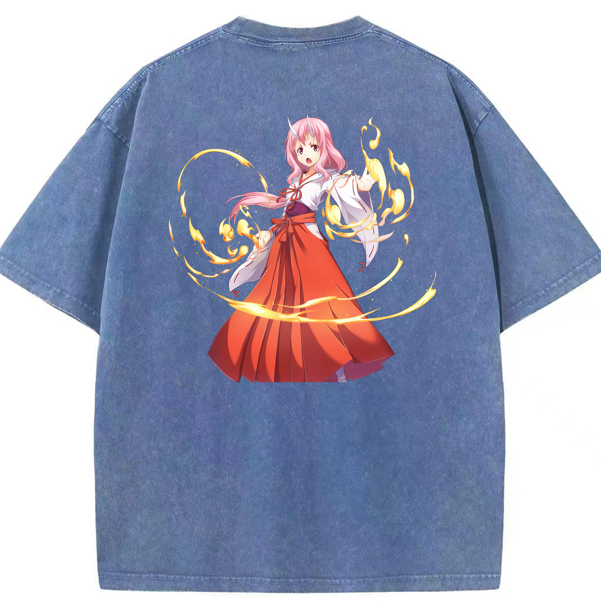 （画像用） 転スラ Regarding Reincarnated to Slime 綿100% ヴィンテージ風 半袖Tシャツ（背面プリント）