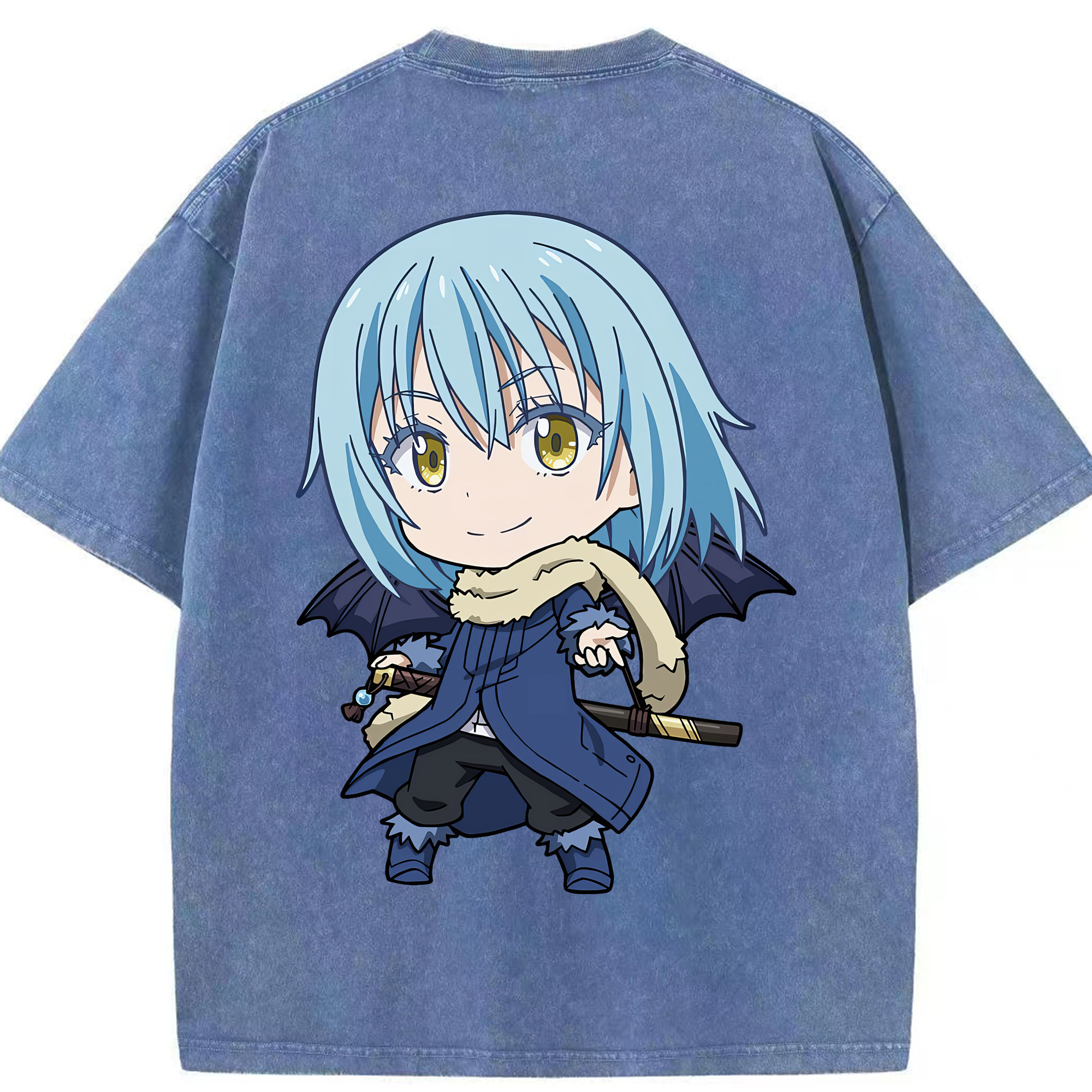 （画像用） 転スラ Regarding Reincarnated to Slime 綿100% ヴィンテージ風 半袖Tシャツ（背面プリント）