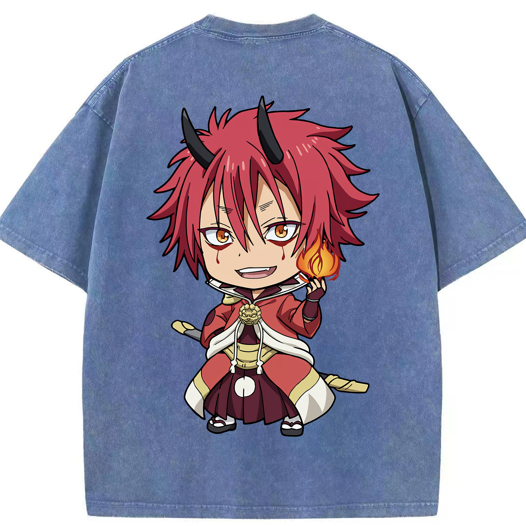 （画像用） 転スラ Regarding Reincarnated to Slime 綿100% ヴィンテージ風 半袖Tシャツ（背面プリント）