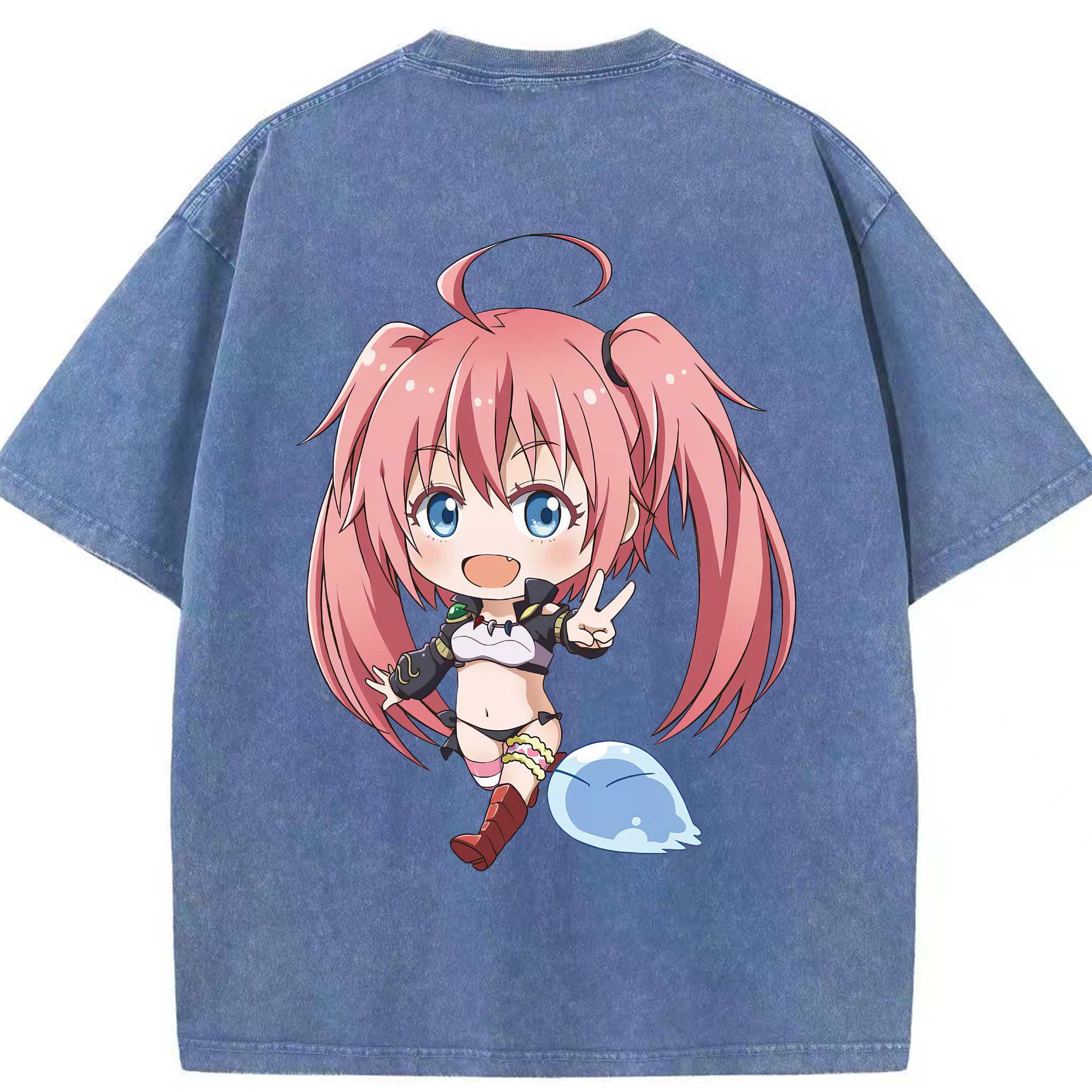 （画像用） 転スラ Regarding Reincarnated to Slime 綿100% ヴィンテージ風 半袖Tシャツ（背面プリント）