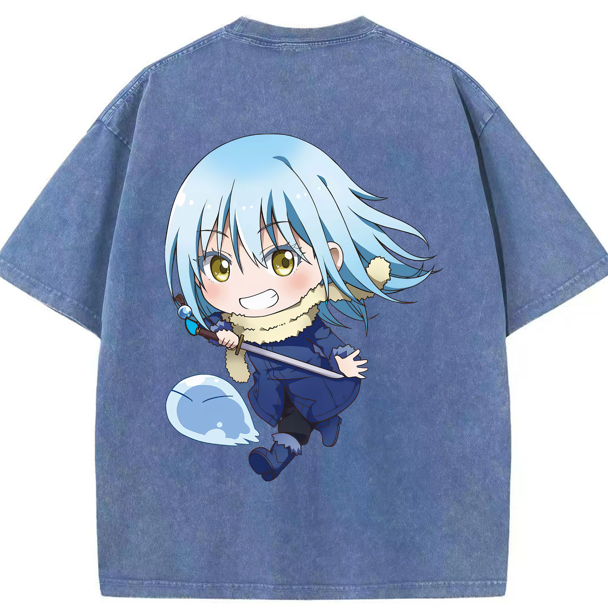 （画像用） 転スラ Regarding Reincarnated to Slime 綿100% ヴィンテージ風 半袖Tシャツ（背面プリント）