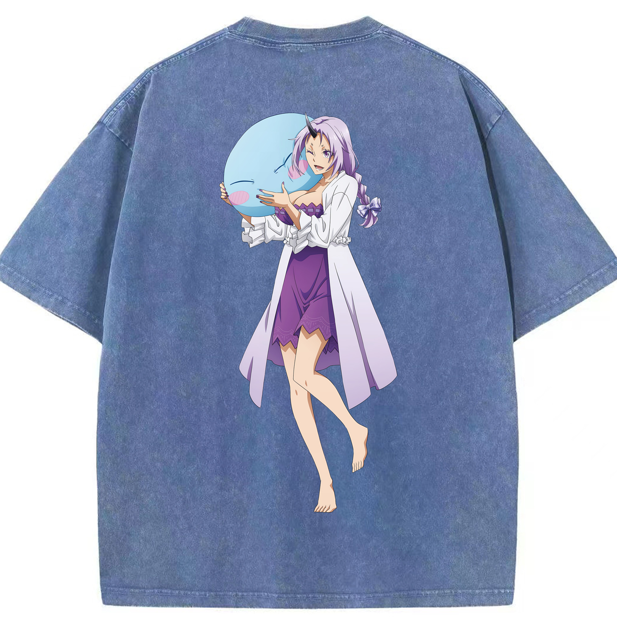 （画像用） 転スラ Regarding Reincarnated to Slime 綿100% ヴィンテージ風 半袖Tシャツ（背面プリント）