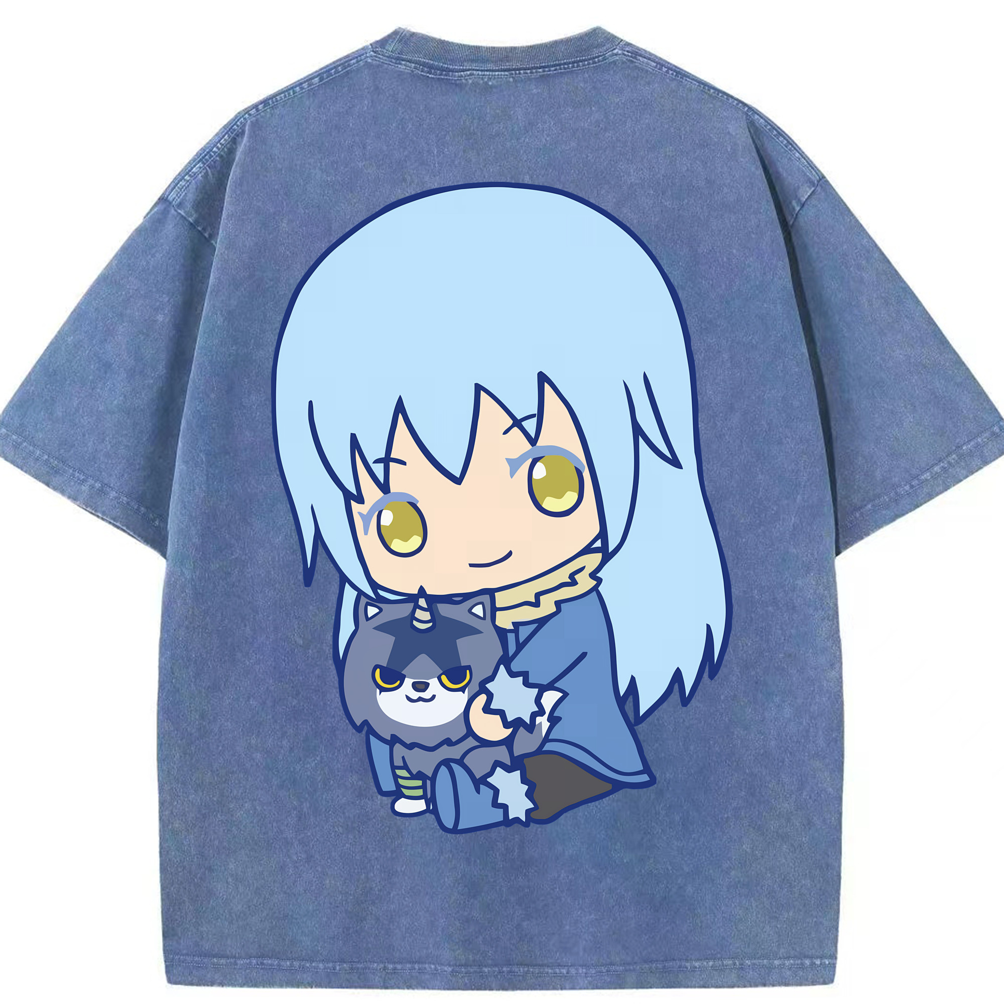 （画像用） 転スラ Regarding Reincarnated to Slime 綿100% ヴィンテージ風 半袖Tシャツ（背面プリント）