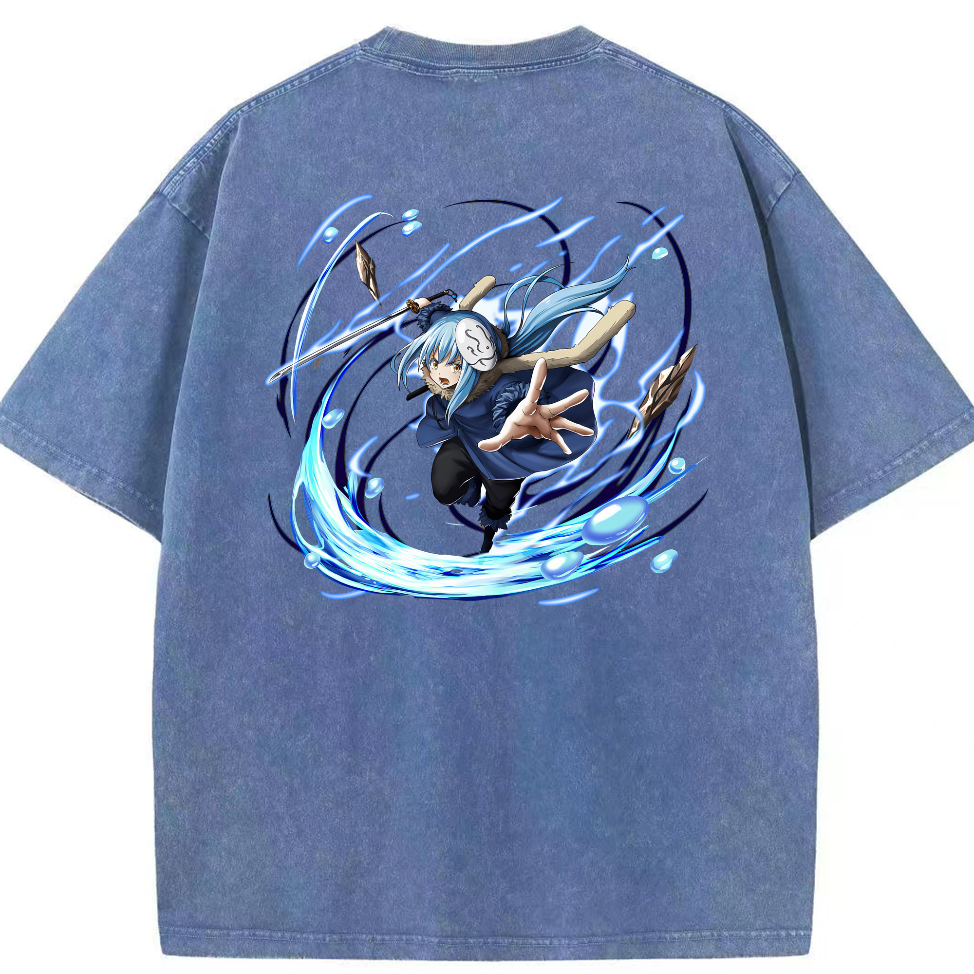 （画像用） 転スラ Regarding Reincarnated to Slime 綿100% ヴィンテージ風 半袖Tシャツ（背面プリント）