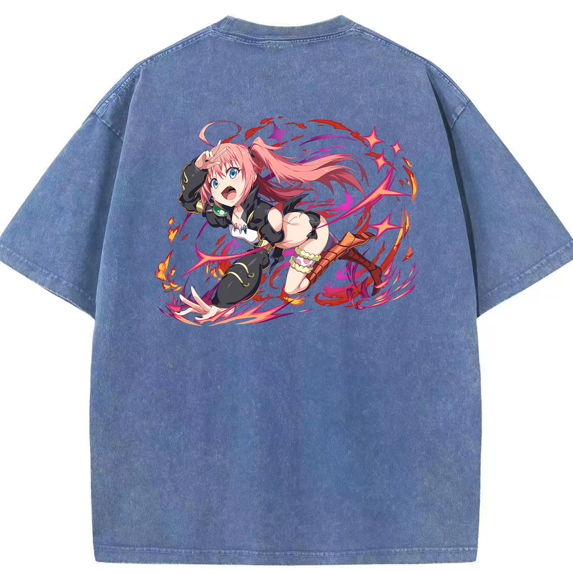（画像用） 転スラ Regarding Reincarnated to Slime 綿100% ヴィンテージ風 半袖Tシャツ（背面プリント）