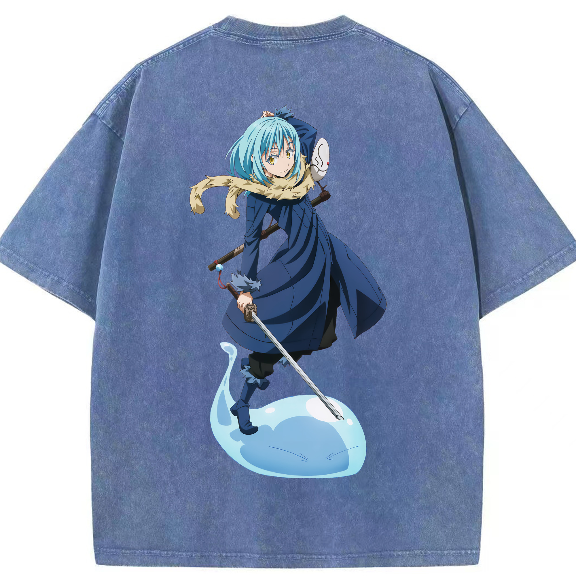 （画像用） 転スラ Regarding Reincarnated to Slime 綿100% ヴィンテージ風 半袖Tシャツ（背面プリント）