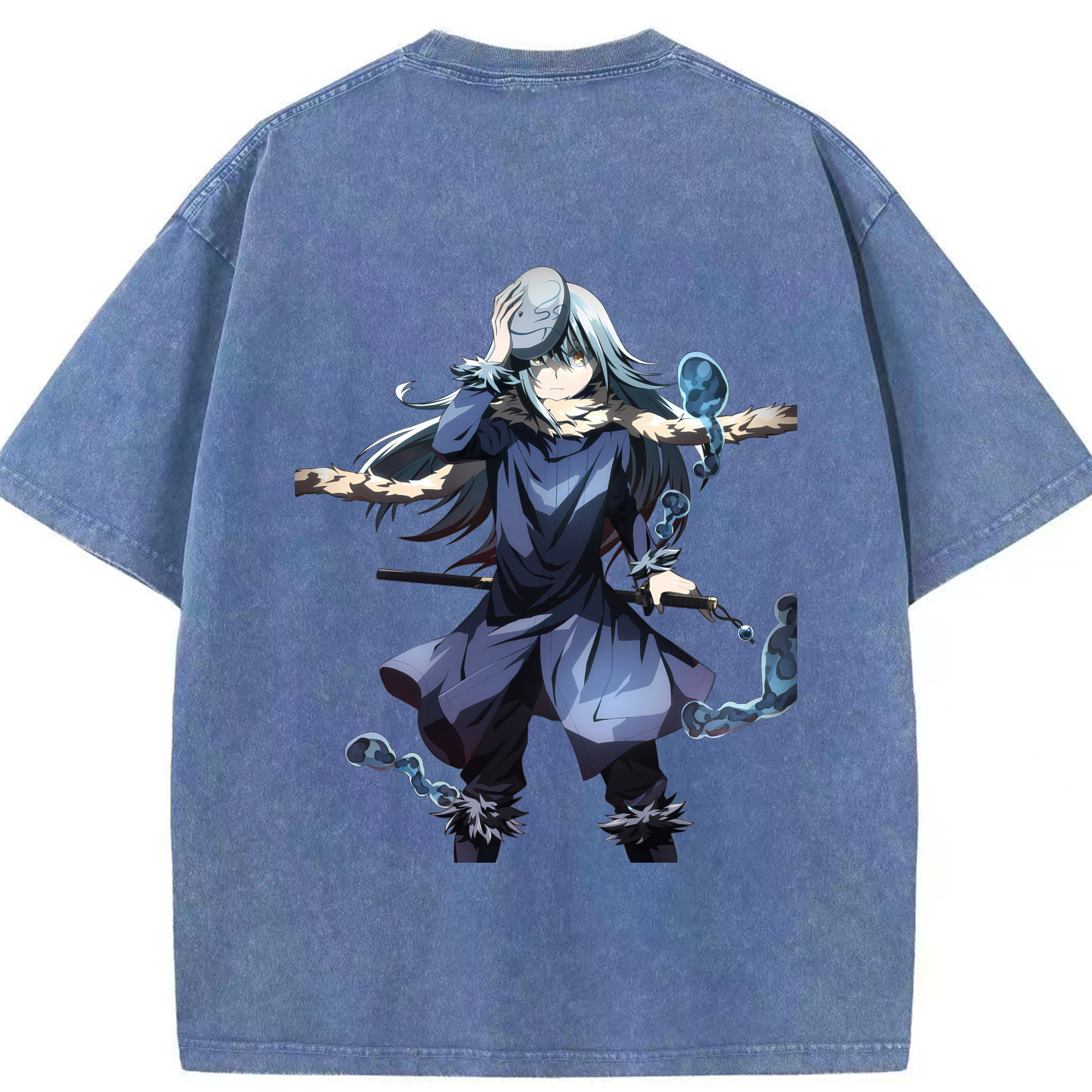 （画像用） 転スラ Regarding Reincarnated to Slime 綿100% ヴィンテージ風 半袖Tシャツ（背面プリント）