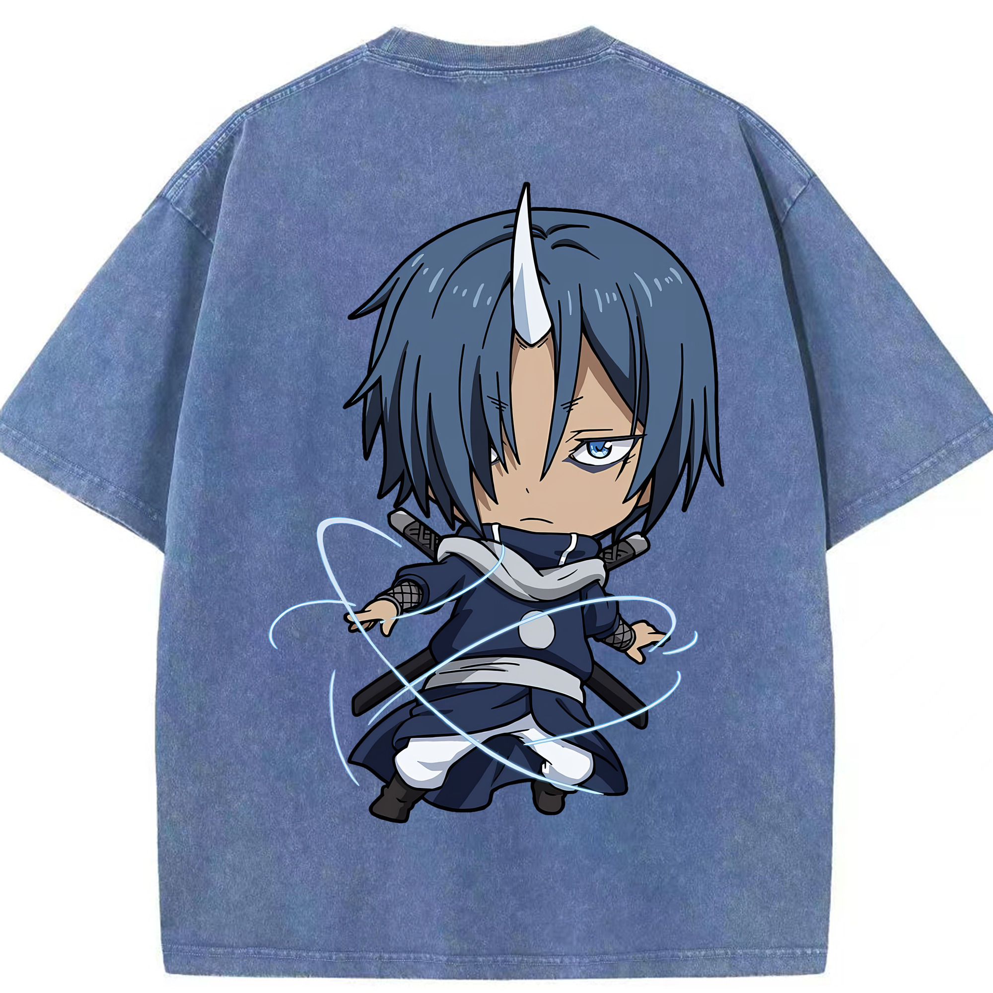 （画像用） 転スラ Regarding Reincarnated to Slime 綿100% ヴィンテージ風 半袖Tシャツ（背面プリント）