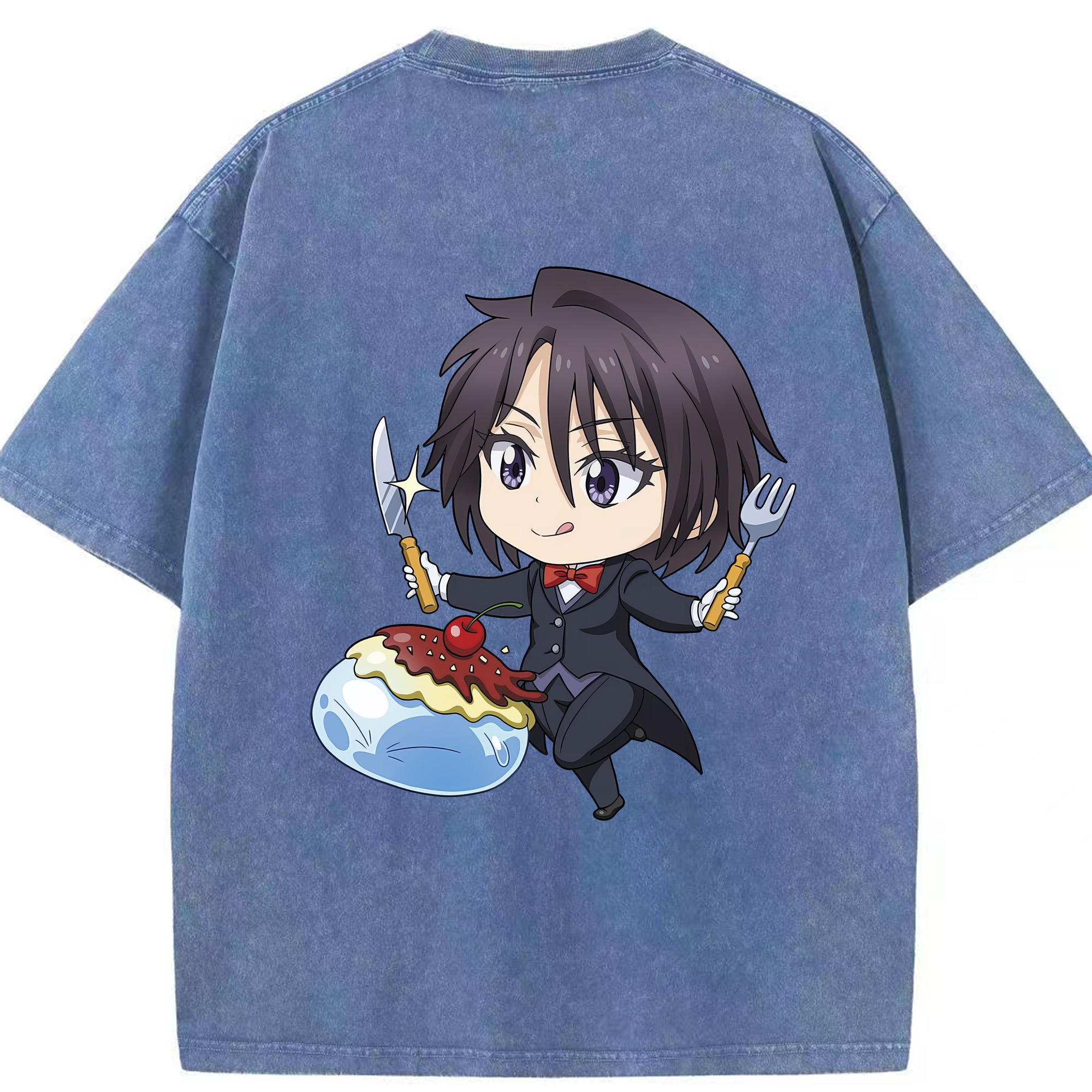 （画像用） 転スラ Regarding Reincarnated to Slime 綿100% ヴィンテージ風 半袖Tシャツ（背面プリント）