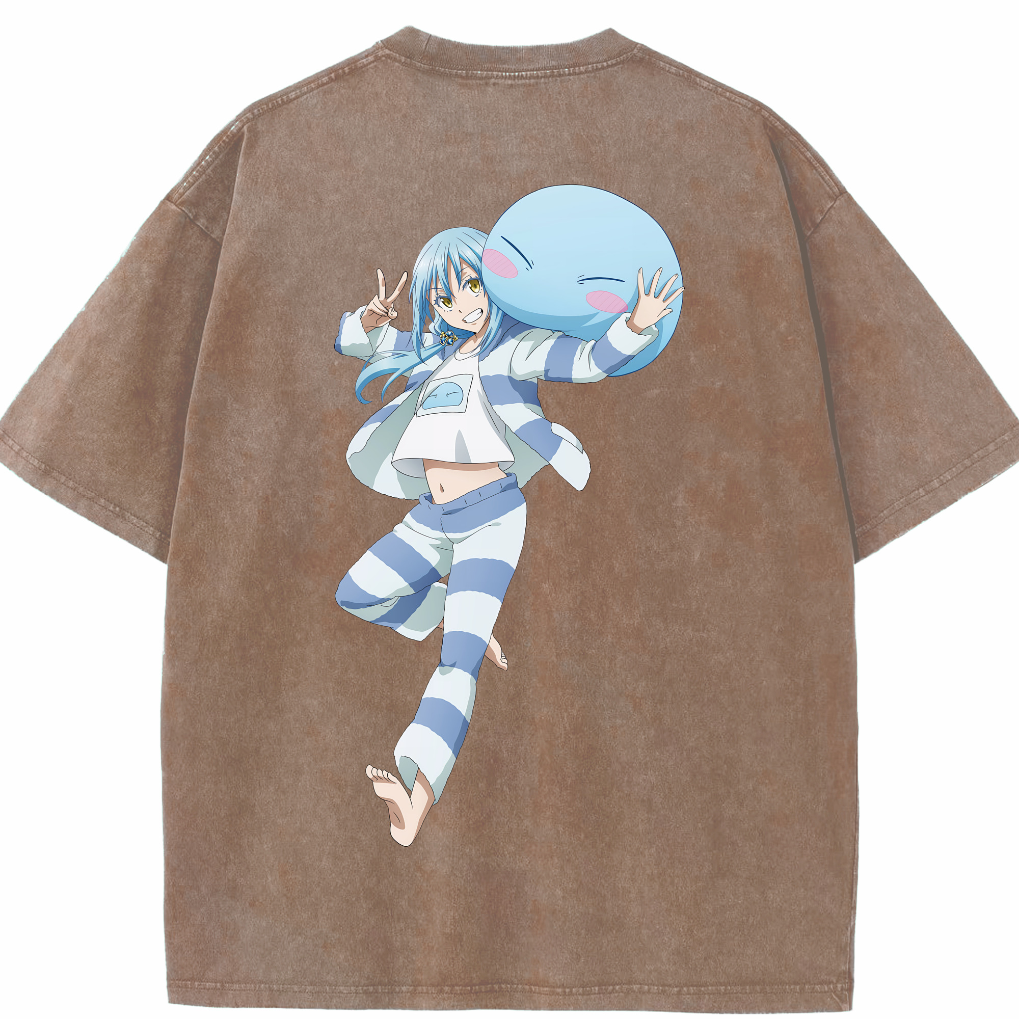 （画像用） 転スラ Regarding Reincarnated to Slime 綿100% ヴィンテージ風 半袖Tシャツ（背面プリント）