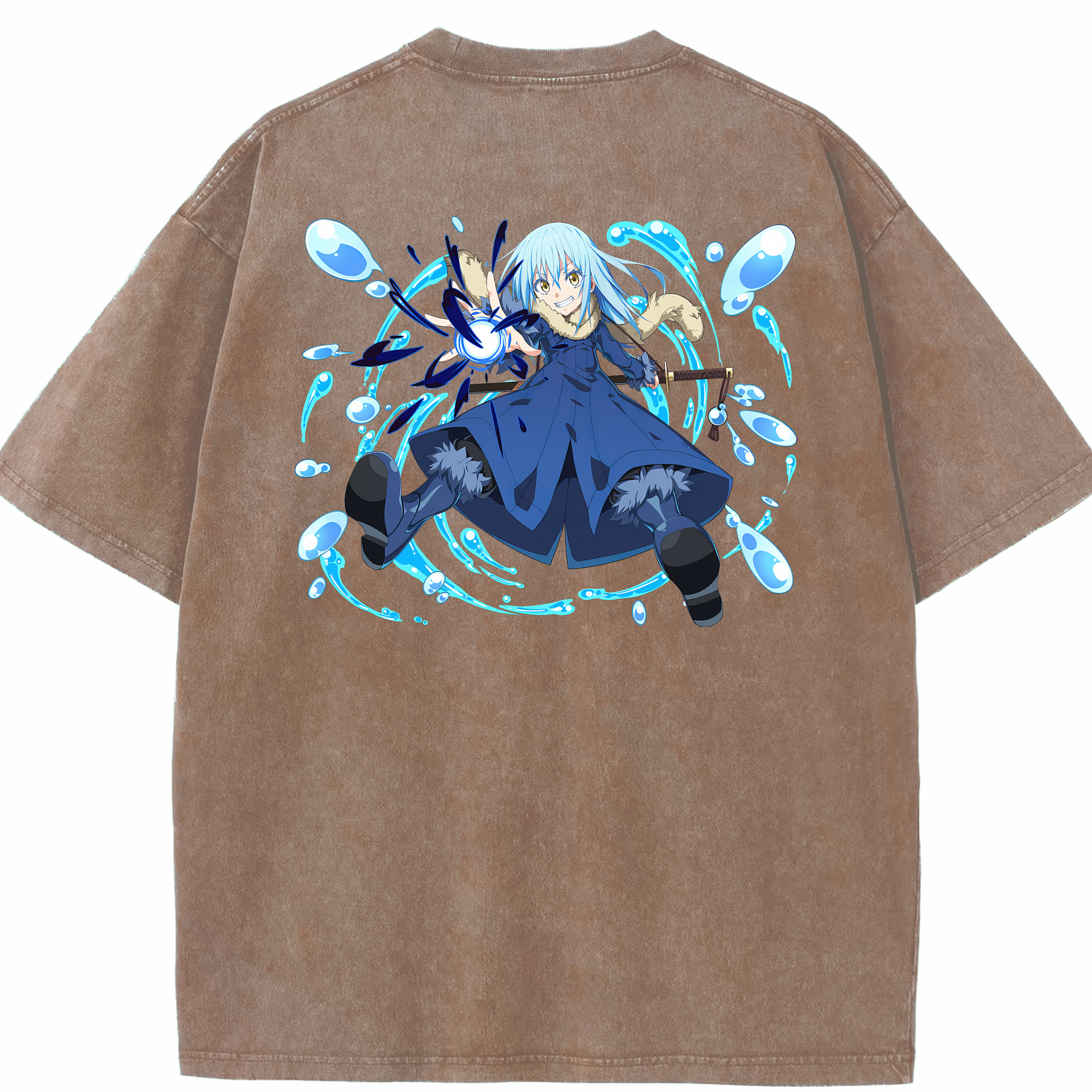 （画像用） 転スラ Regarding Reincarnated to Slime 綿100% ヴィンテージ風 半袖Tシャツ（背面プリント）