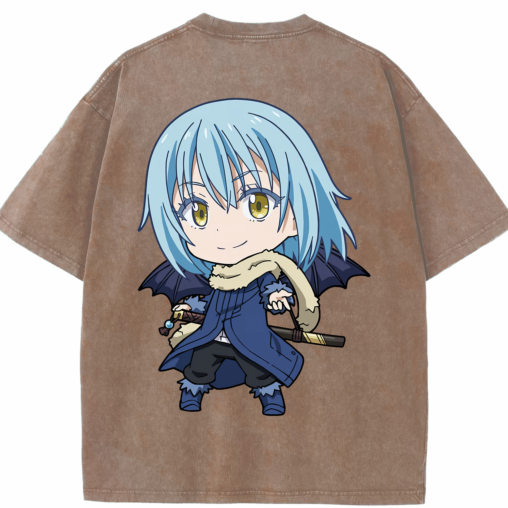 （画像用） 転スラ Regarding Reincarnated to Slime 綿100% ヴィンテージ風 半袖Tシャツ（背面プリント）