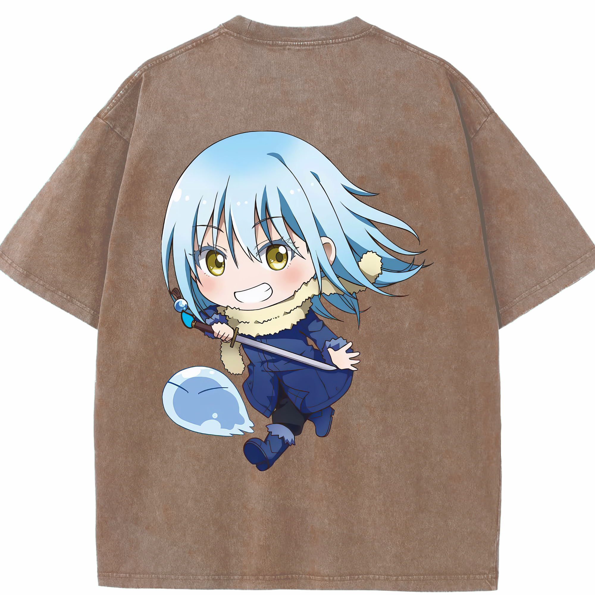 （画像用） 転スラ Regarding Reincarnated to Slime 綿100% ヴィンテージ風 半袖Tシャツ（背面プリント）