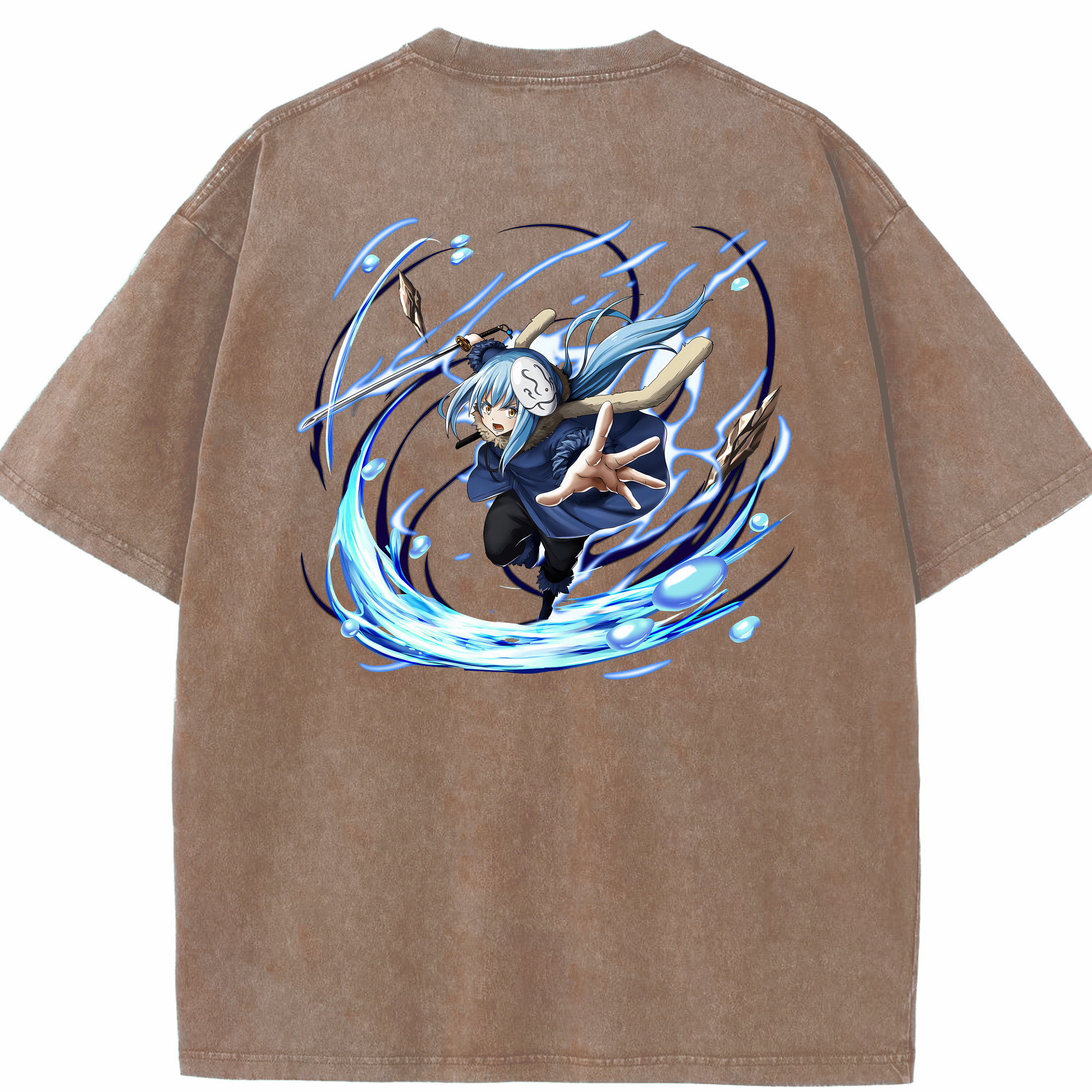 （画像用） 転スラ Regarding Reincarnated to Slime 綿100% ヴィンテージ風 半袖Tシャツ（背面プリント）