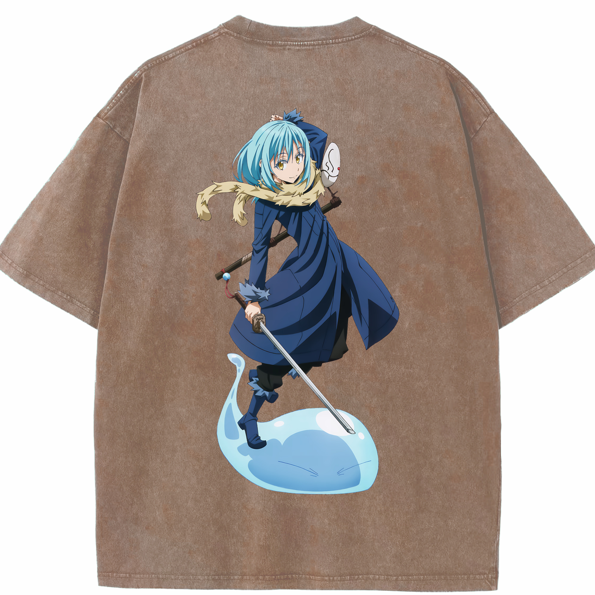 （画像用） 転スラ Regarding Reincarnated to Slime 綿100% ヴィンテージ風 半袖Tシャツ（背面プリント）
