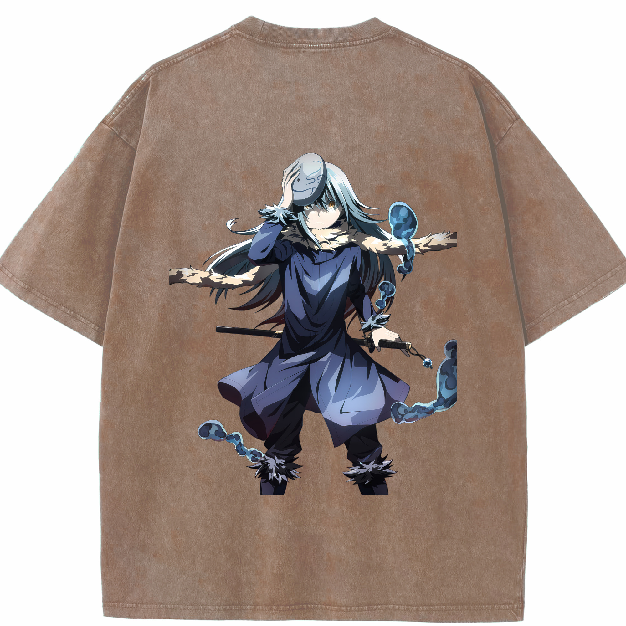 （画像用） 転スラ Regarding Reincarnated to Slime 綿100% ヴィンテージ風 半袖Tシャツ（背面プリント）