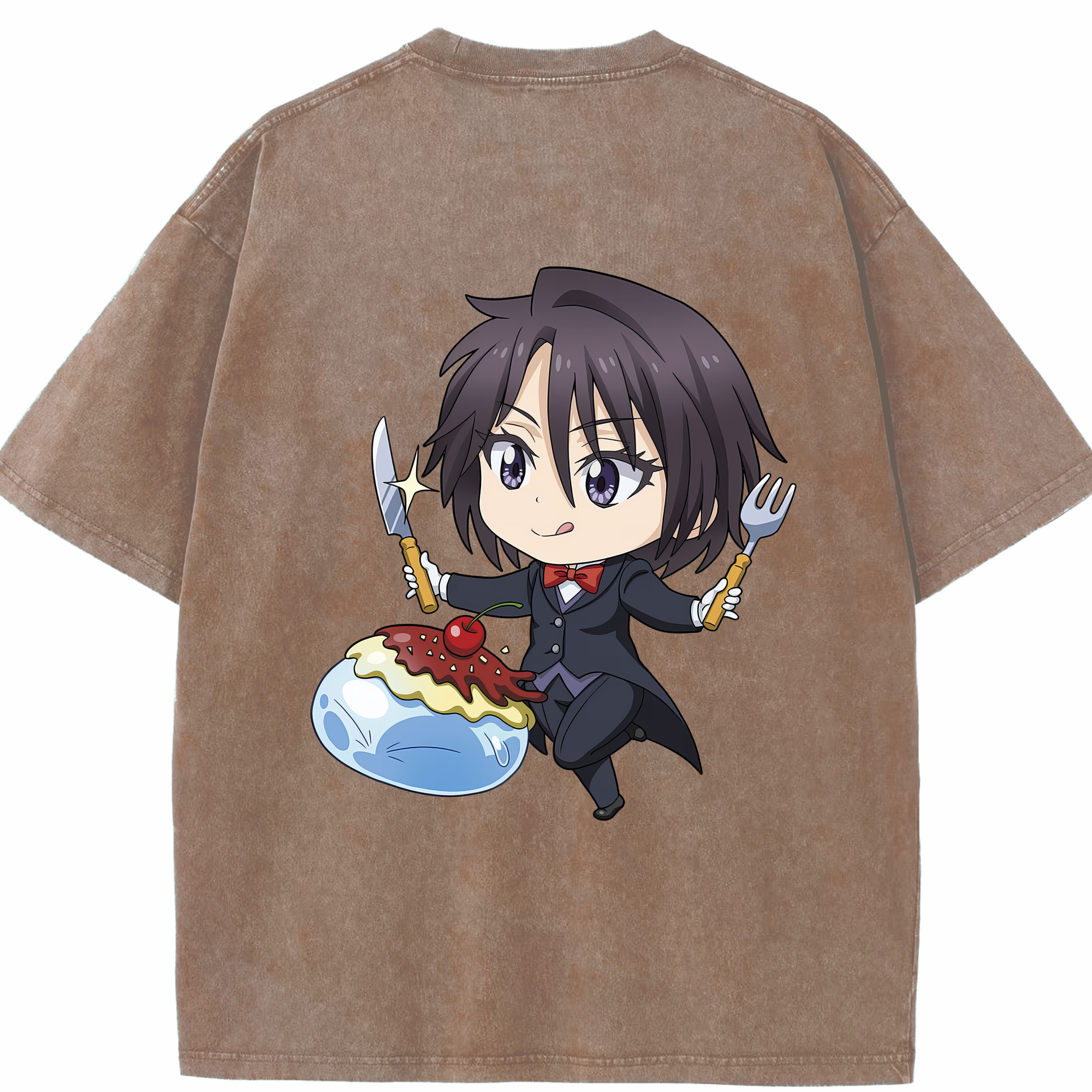 （画像用） 転スラ Regarding Reincarnated to Slime 綿100% ヴィンテージ風 半袖Tシャツ（背面プリント）