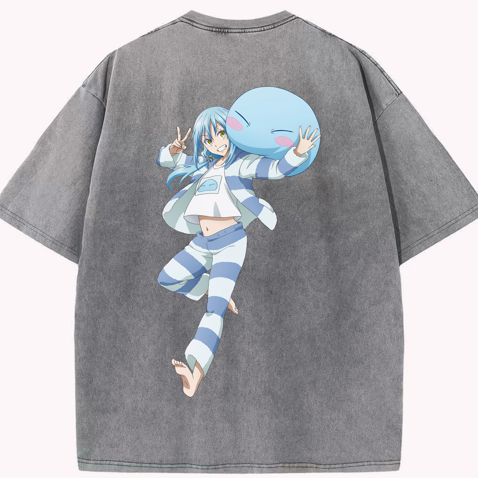 （画像用） 転スラ Regarding Reincarnated to Slime 綿100% ヴィンテージ風 半袖Tシャツ（背面プリント）