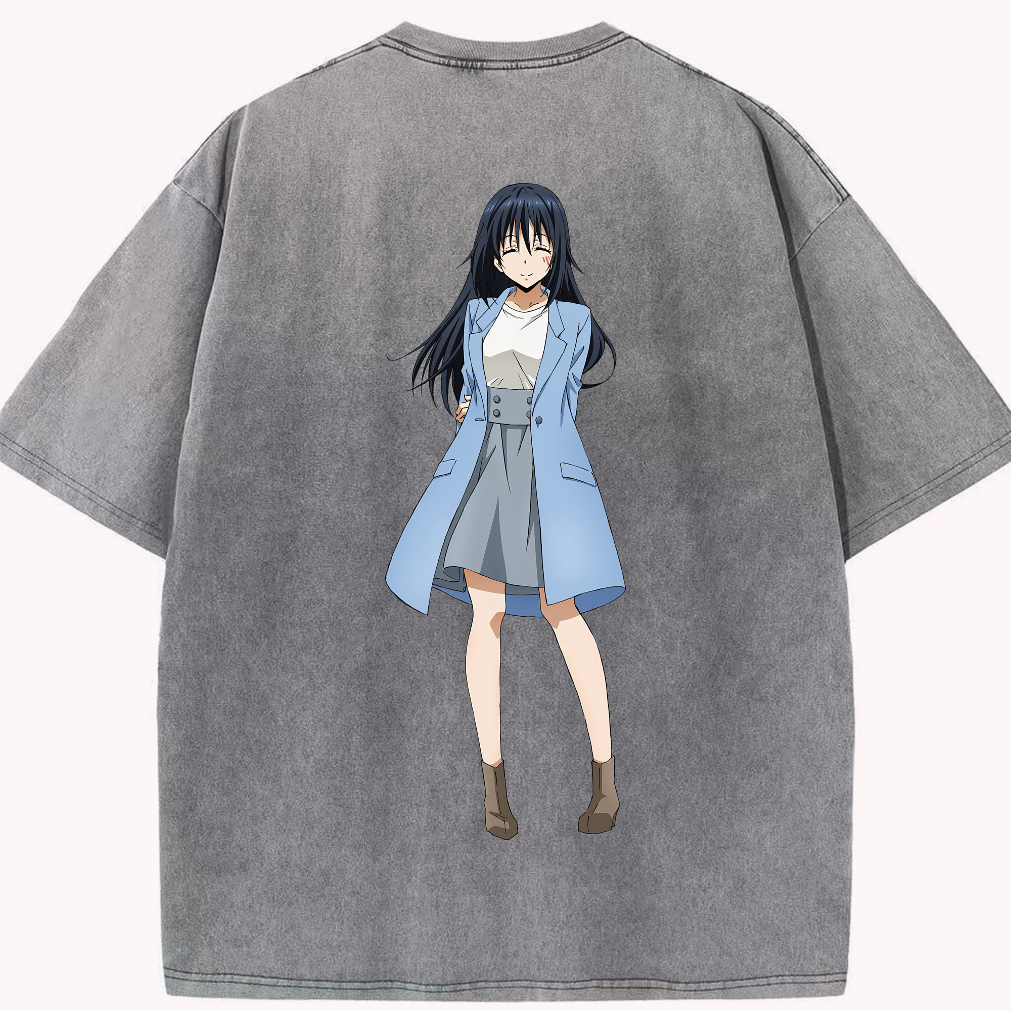 （画像用） 転スラ Regarding Reincarnated to Slime 綿100% ヴィンテージ風 半袖Tシャツ（背面プリント）
