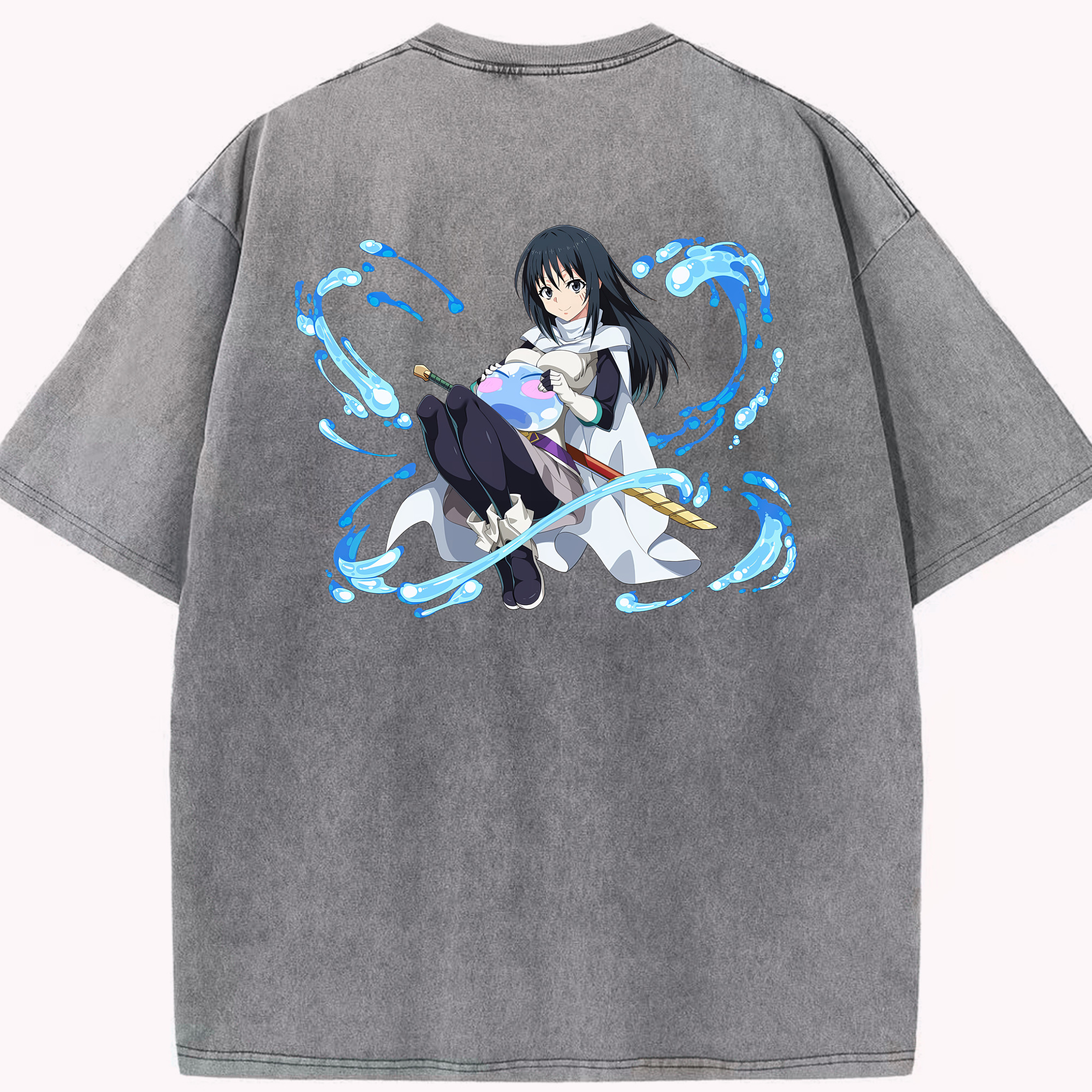 （画像用） 転スラ Regarding Reincarnated to Slime 綿100% ヴィンテージ風 半袖Tシャツ（背面プリント）