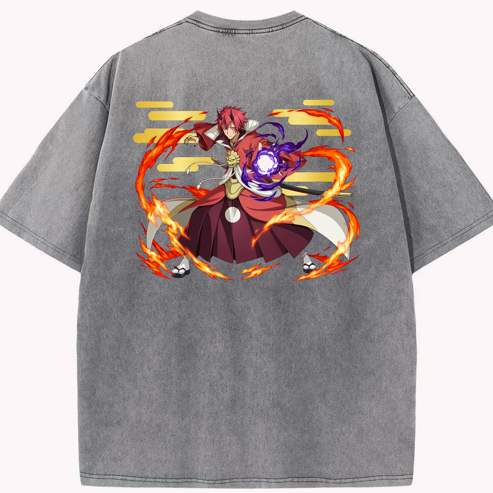 （画像用） 転スラ Regarding Reincarnated to Slime 綿100% ヴィンテージ風 半袖Tシャツ（背面プリント）