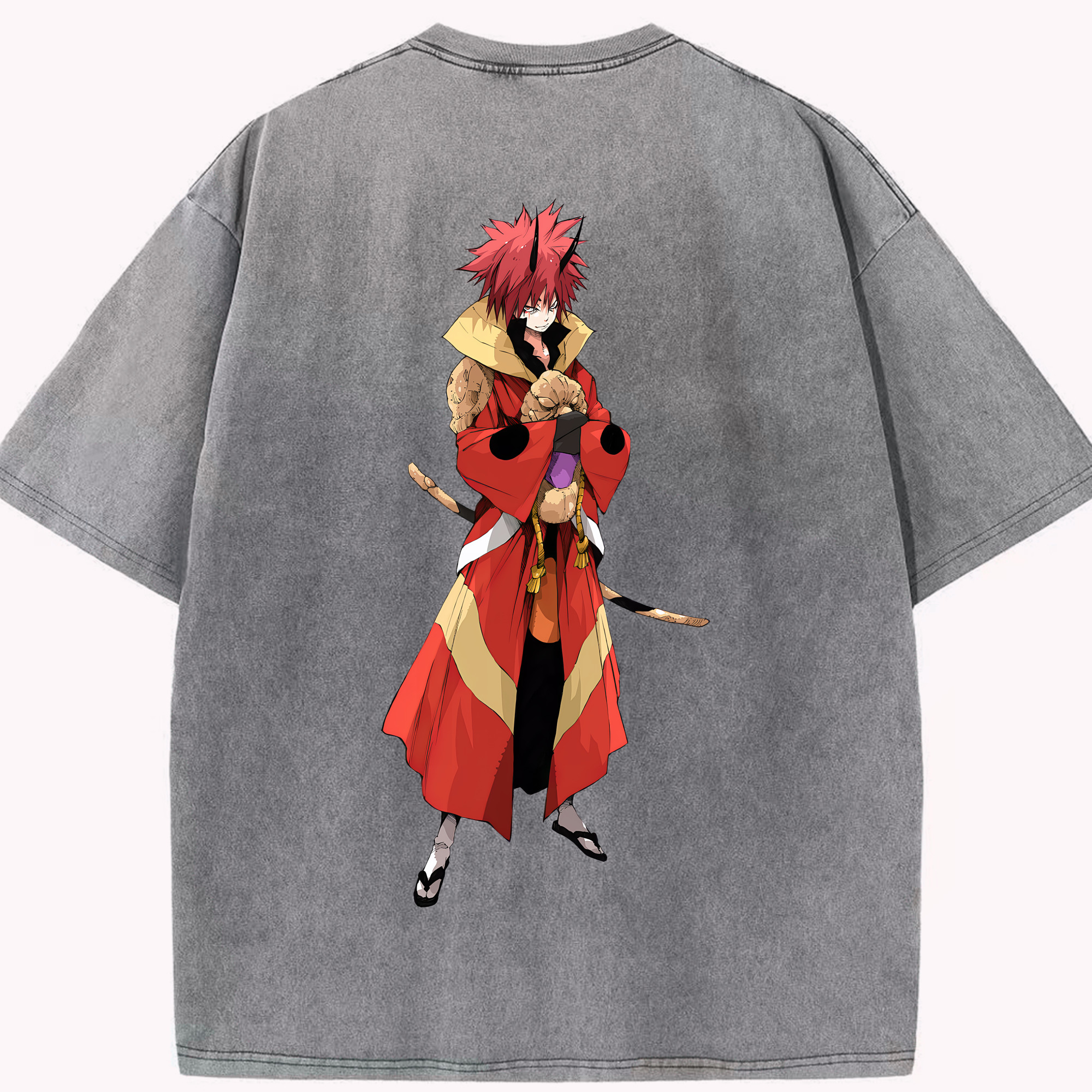 （画像用） 転スラ Regarding Reincarnated to Slime 綿100% ヴィンテージ風 半袖Tシャツ（背面プリント）