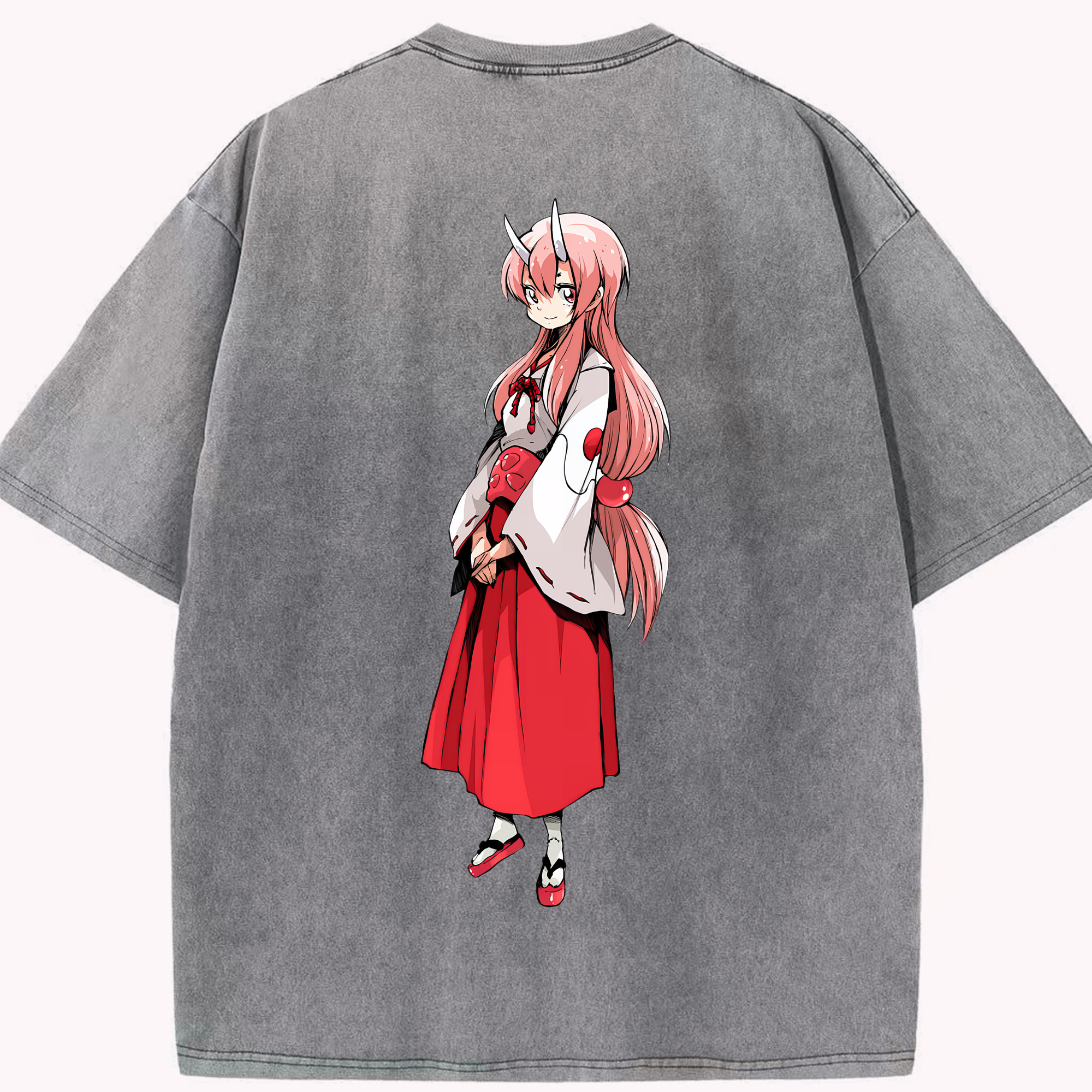 （画像用） 転スラ Regarding Reincarnated to Slime 綿100% ヴィンテージ風 半袖Tシャツ（背面プリント）