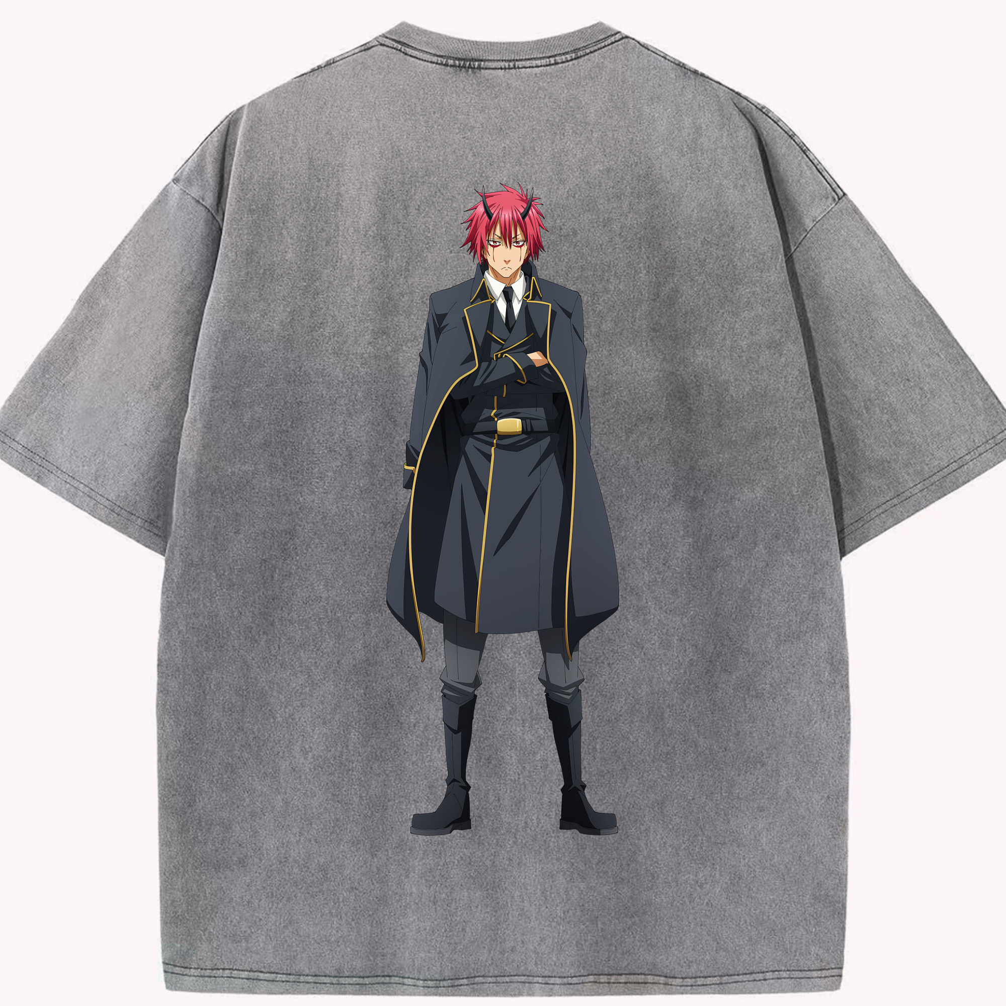 （画像用） 転スラ Regarding Reincarnated to Slime 綿100% ヴィンテージ風 半袖Tシャツ（背面プリント）