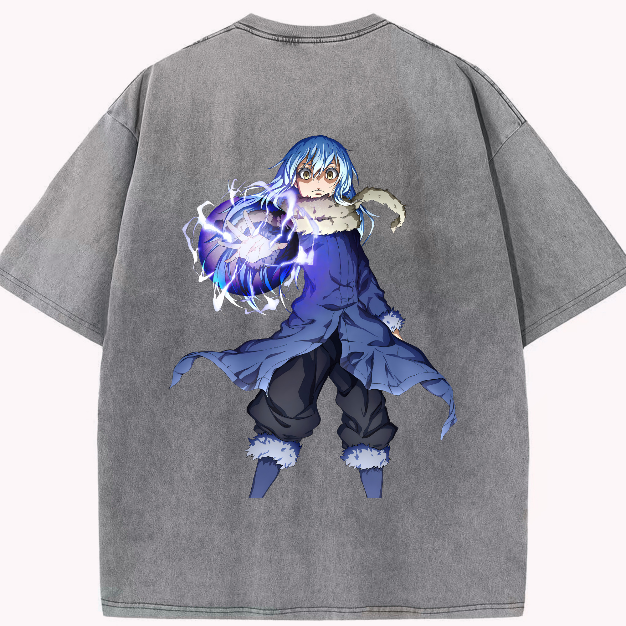 （画像用） 転スラ Regarding Reincarnated to Slime 綿100% ヴィンテージ風 半袖Tシャツ（背面プリント）