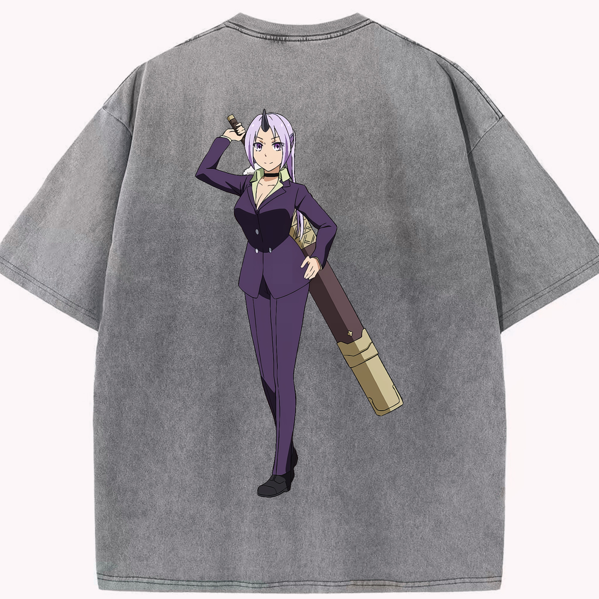 （画像用） 転スラ Regarding Reincarnated to Slime 綿100% ヴィンテージ風 半袖Tシャツ（背面プリント）