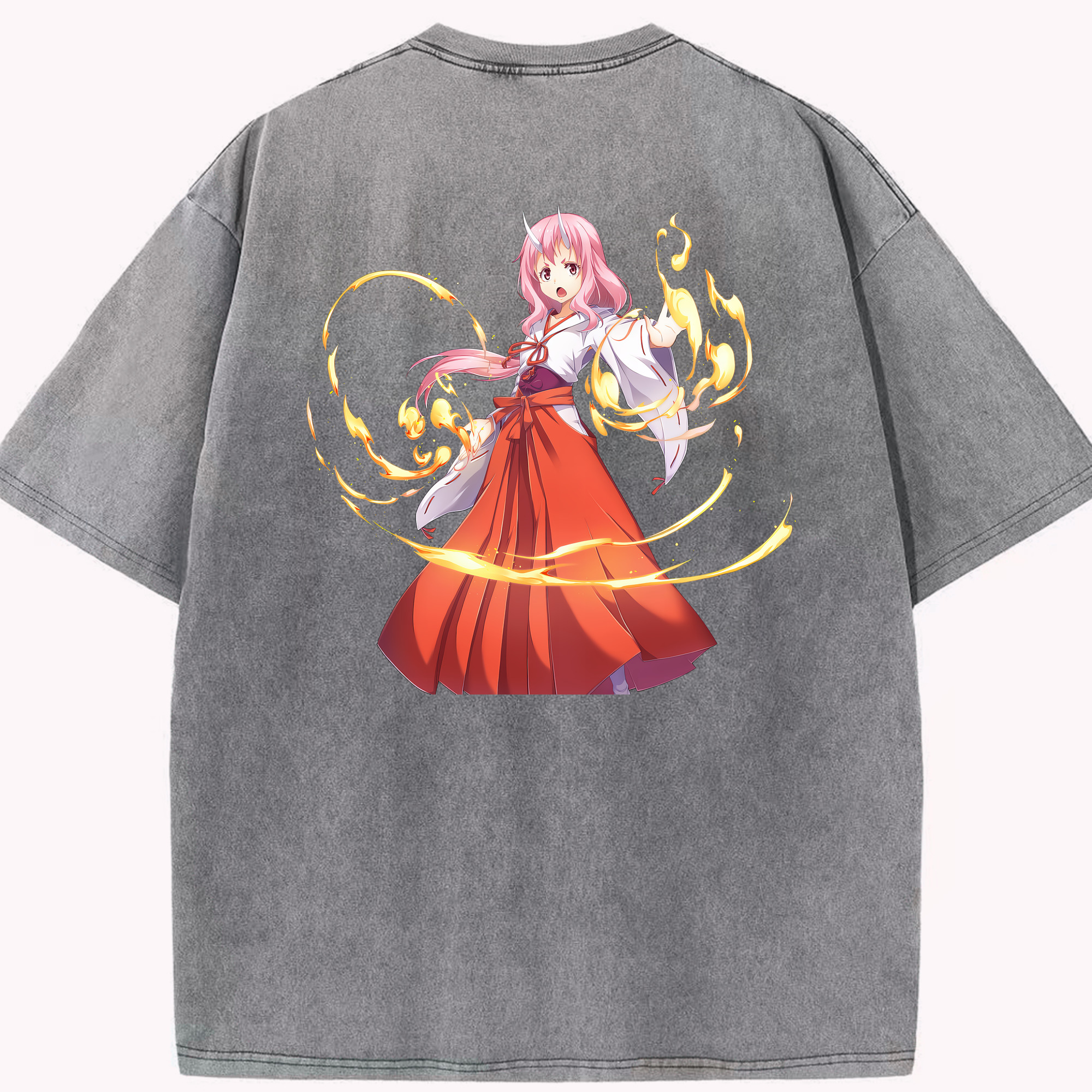 （画像用） 転スラ Regarding Reincarnated to Slime 綿100% ヴィンテージ風 半袖Tシャツ（背面プリント）