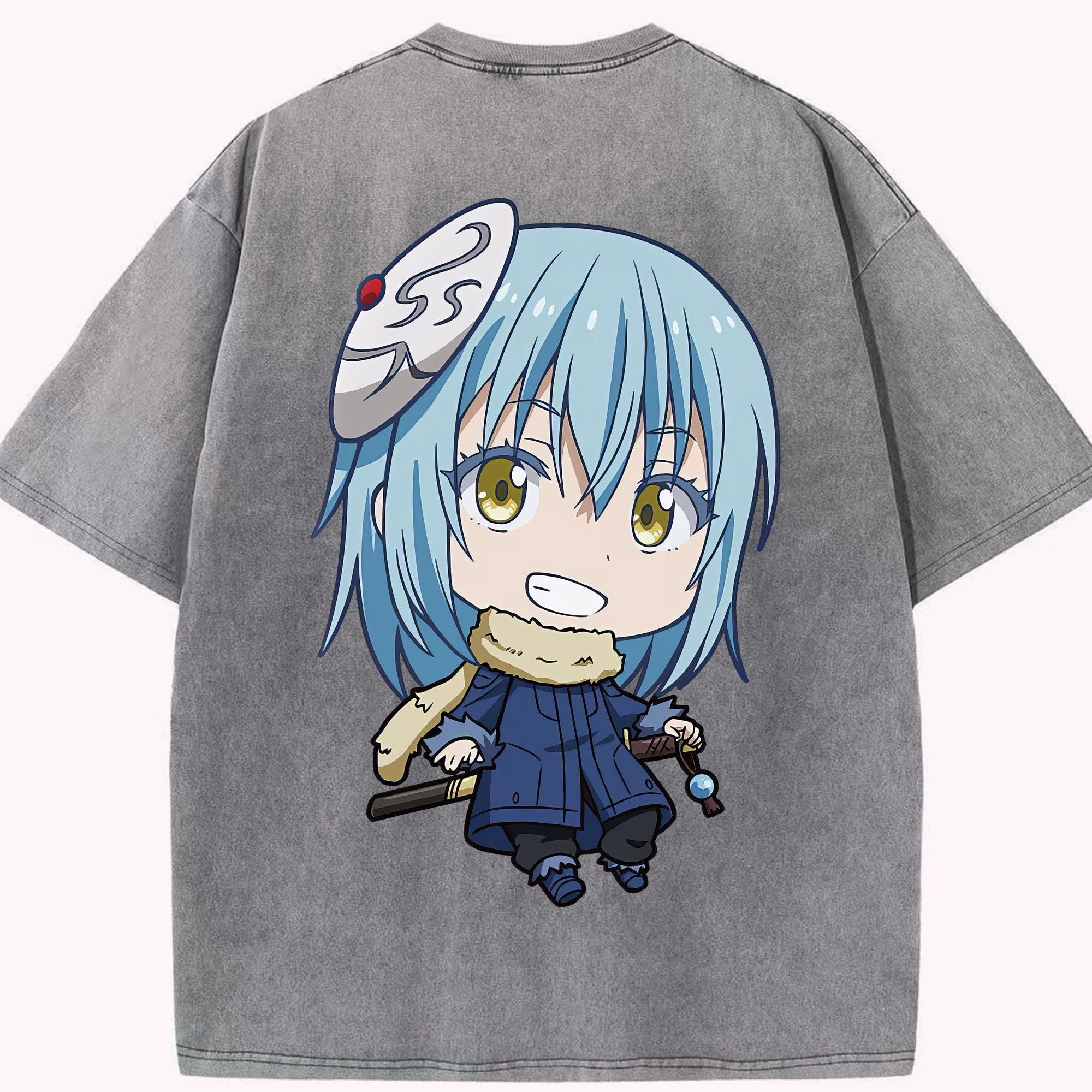 （画像用） 転スラ Regarding Reincarnated to Slime 綿100% ヴィンテージ風 半袖Tシャツ（背面プリント）