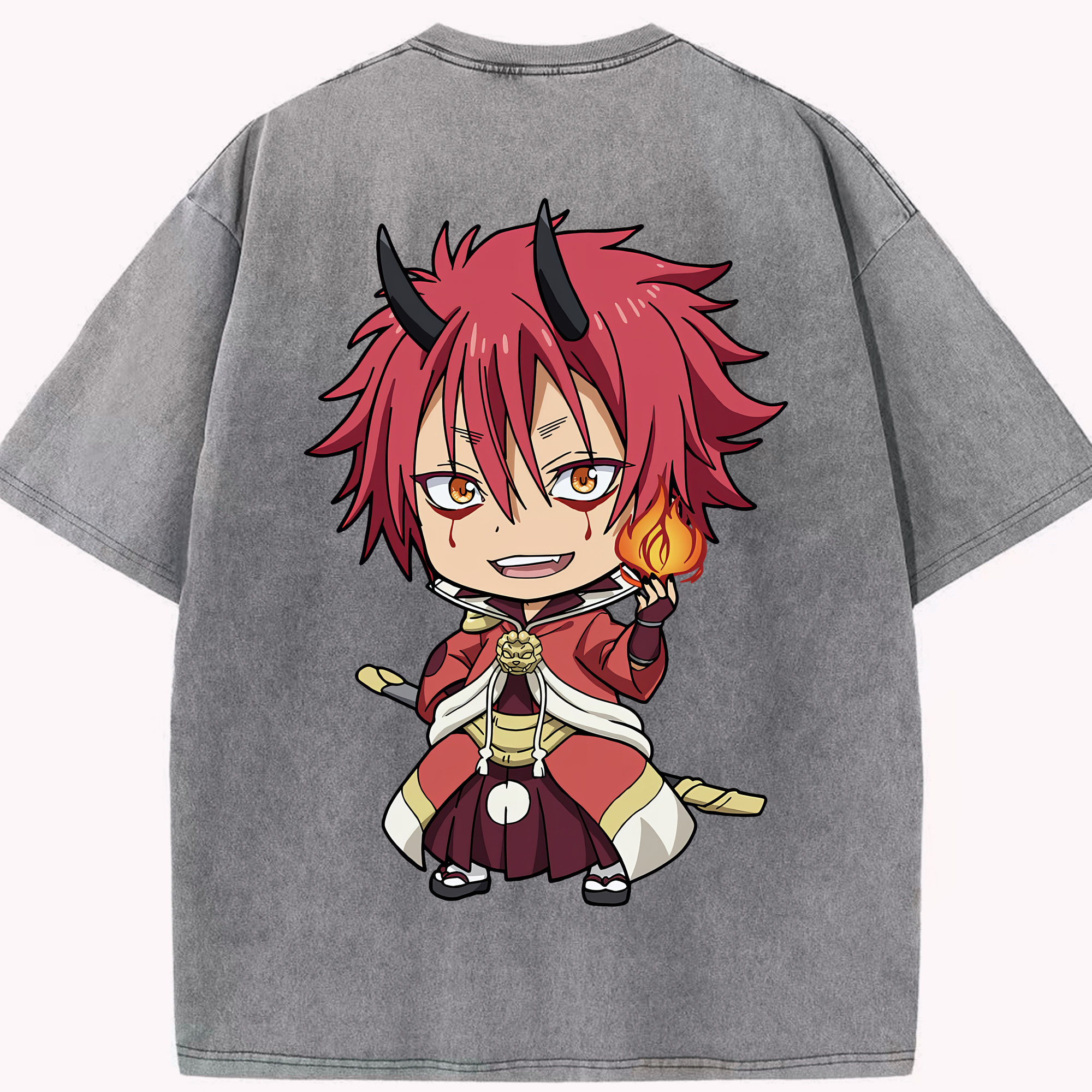 （画像用） 転スラ Regarding Reincarnated to Slime 綿100% ヴィンテージ風 半袖Tシャツ（背面プリント）