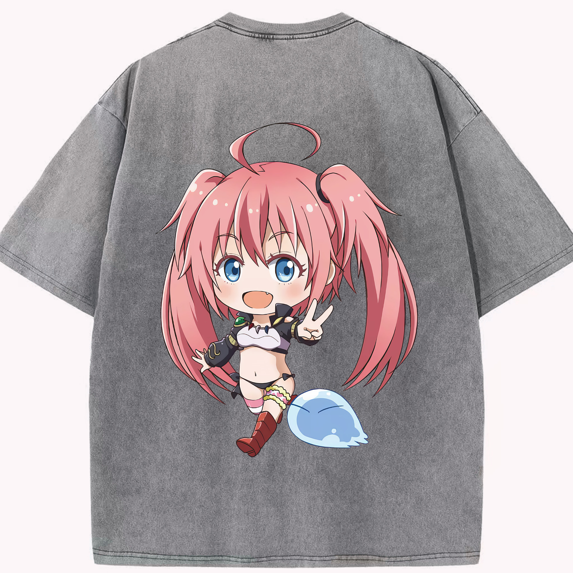 （画像用） 転スラ Regarding Reincarnated to Slime 綿100% ヴィンテージ風 半袖Tシャツ（背面プリント）